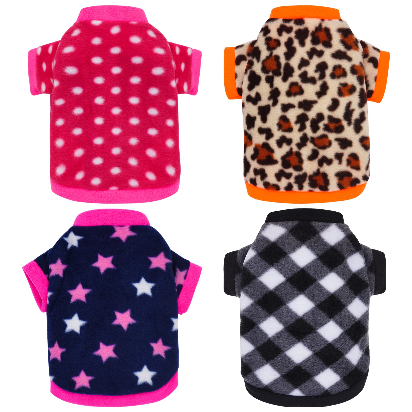Rbenxia 4-Piece Dog & Puppy Fleece Sweater Set - Soft, Warm Sweatshirts & Pajamas For Small Dogs & Cats (Medium)