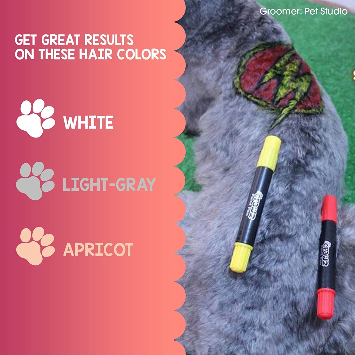 Opawz 12Pcs Pet Paint Pen, Temporary Dog Hair Dye, Non-Toxic Dog Safe Color Crayons, Washable Pet Hair Dye, Marking Paint For Do