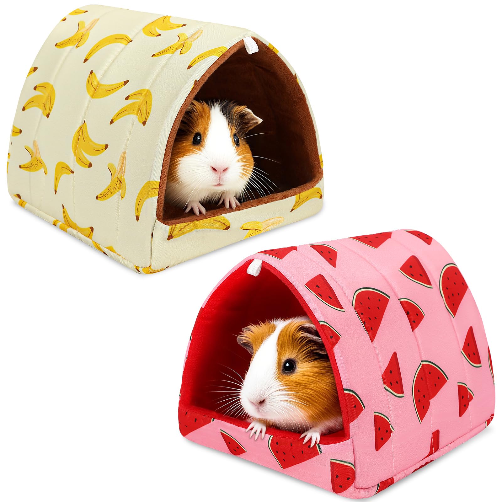 Upins 2 Pack Guinea Pig Bed, Guinea Pig Hideout Washable Small Animal House Cage Accessories For Dwarf Rabbits Chinchillas Hamst
