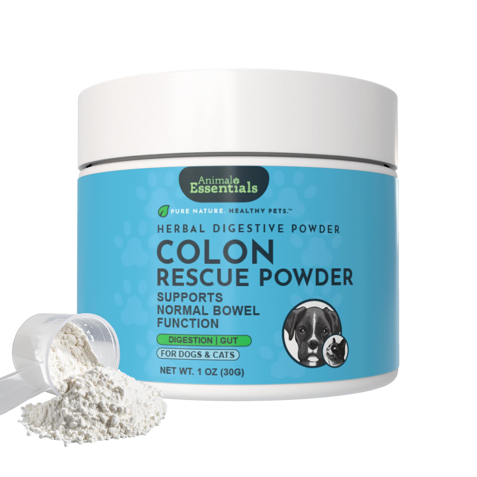 Animal Essentials Colon Rescue Powder - Herbal Digestive Aid for Dogs & Cats, Phytomucil, Healthy Gastrointestinal Tract, Certif