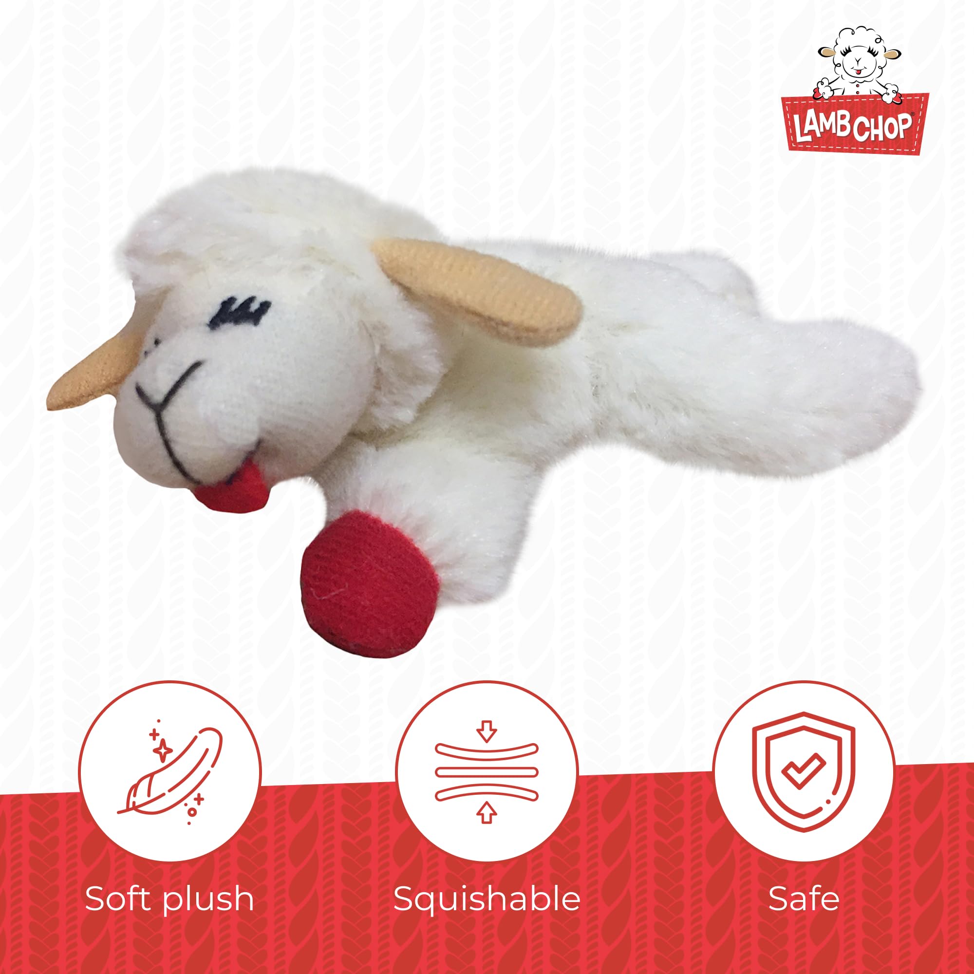 Multipet Lamb Chop Cat Plush Toy w/Catnip - Small Cat Chew Toy for All Cats - Extra Soft Plush Cat Toy - Stuffed Animal Kitten T