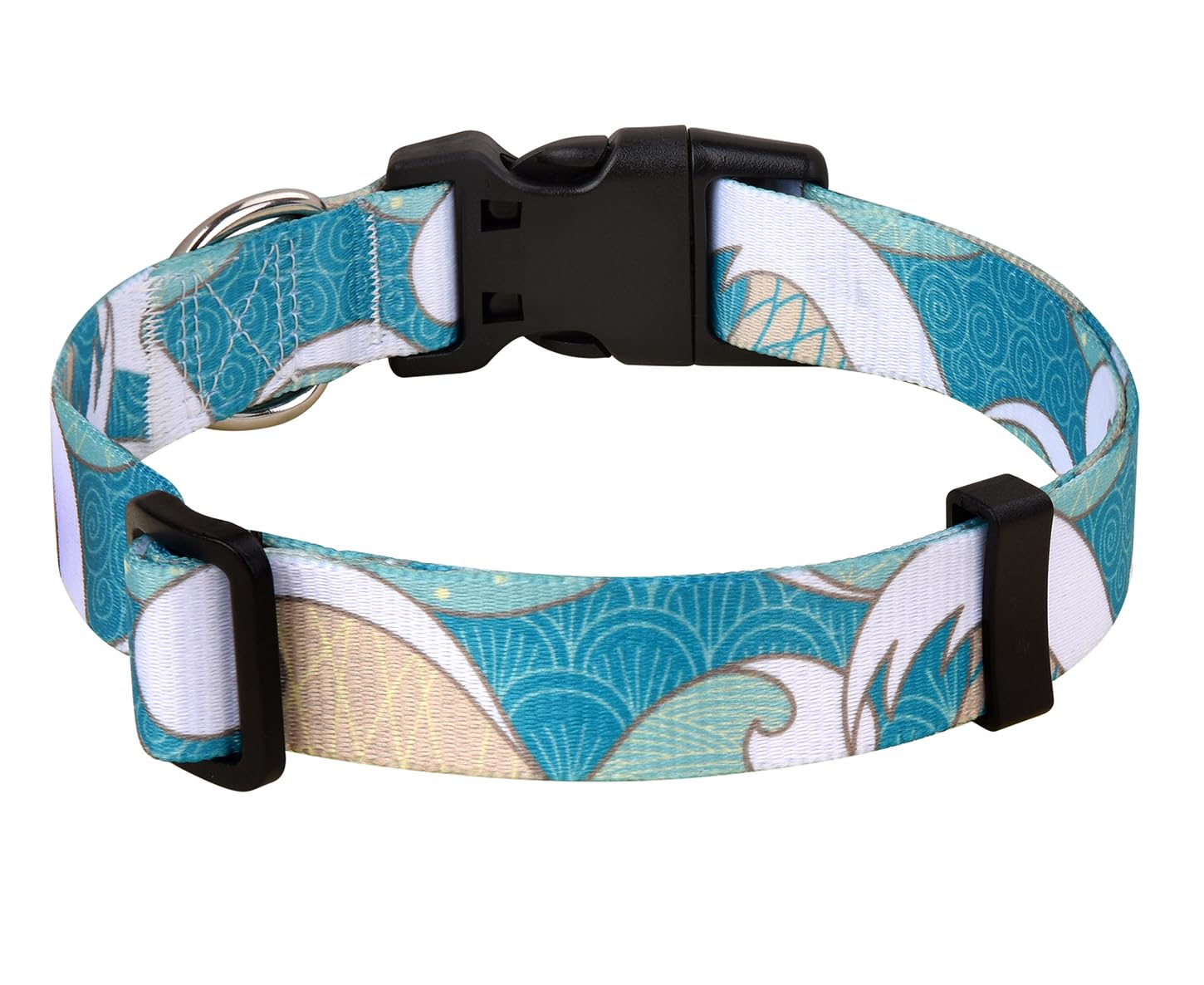 Mihqy Dog Collar With Bohemia Floral Tribal Geometric Patterns - Soft Ethnic Style Collar Adjustable For Small Medium Large Dogs(Sea Wave,S)
