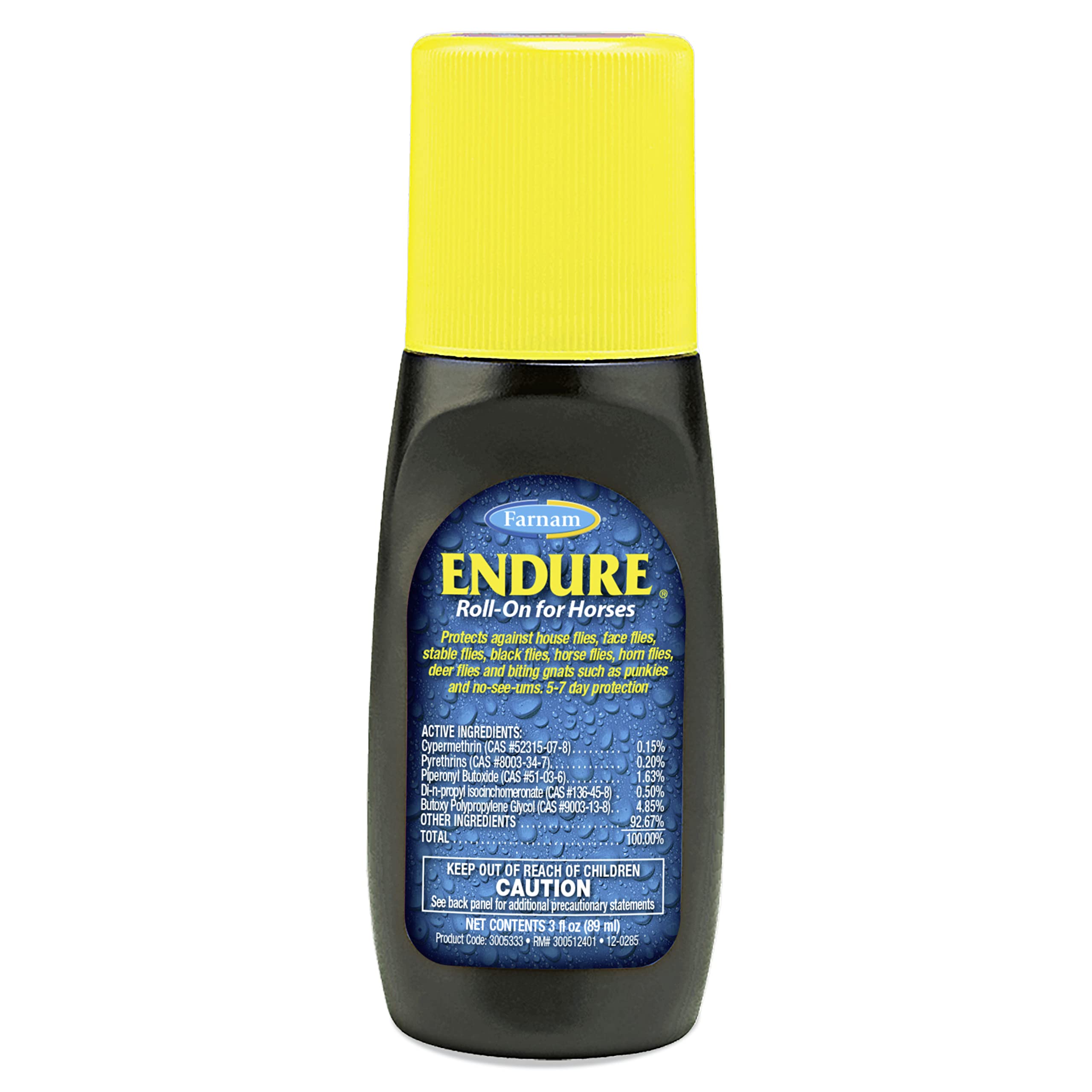 Farnam Endure Roll-On Fly Repellent for Horses, 3 oz - Effective Protection for Sensitive Areas