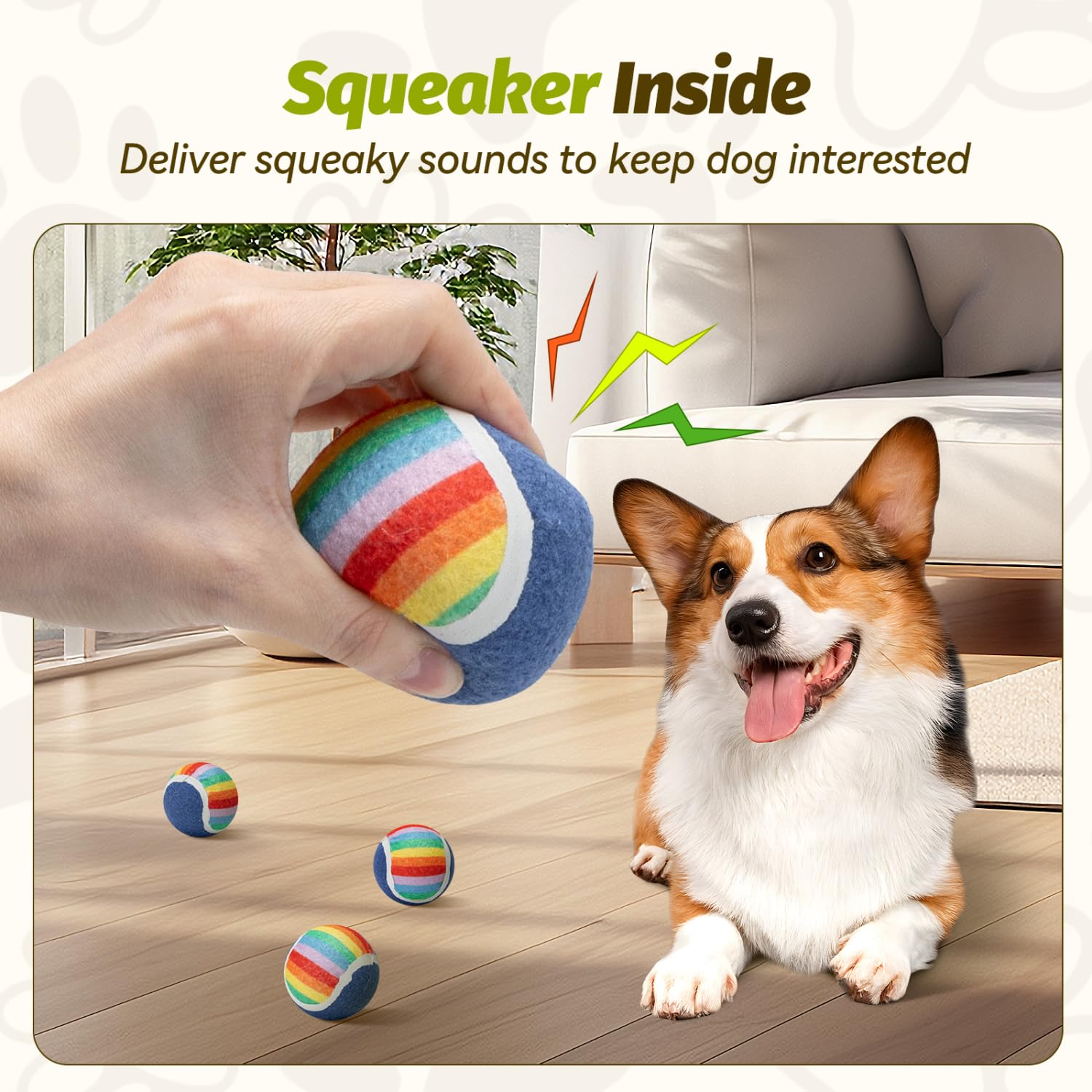 Nobleza Squeaky Tennis Balls for Dogs, 12 Pack 2.5'' Floatable Dog Tennis Balls for Small Medium Dogs, Training Safe Natural Rub
