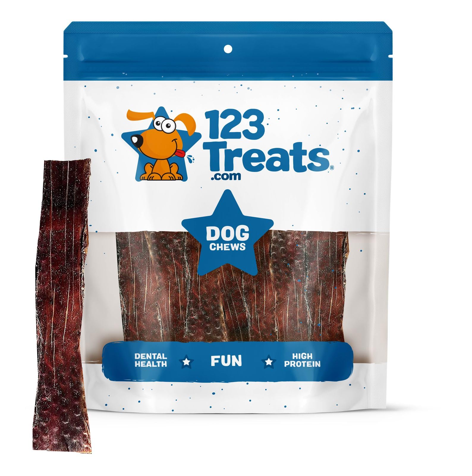 123 Treats Esophagus Dog Treats - (12 Inches - 20 Count) 100% Natural, Flat Gullet Sticks for Dogs, Beef Jerky Dog Treats Strips