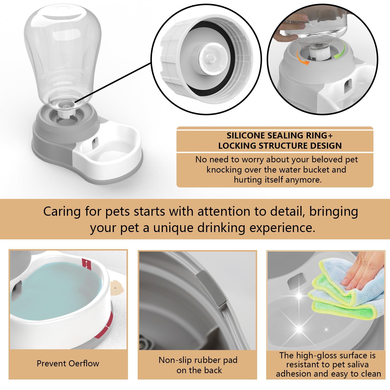 Automatic Dog Water Bowl Dispenser - Staltwo Premium Pet Water Dispenser With Non-Slip Mat, Large Capacity Water Feeder For Cats