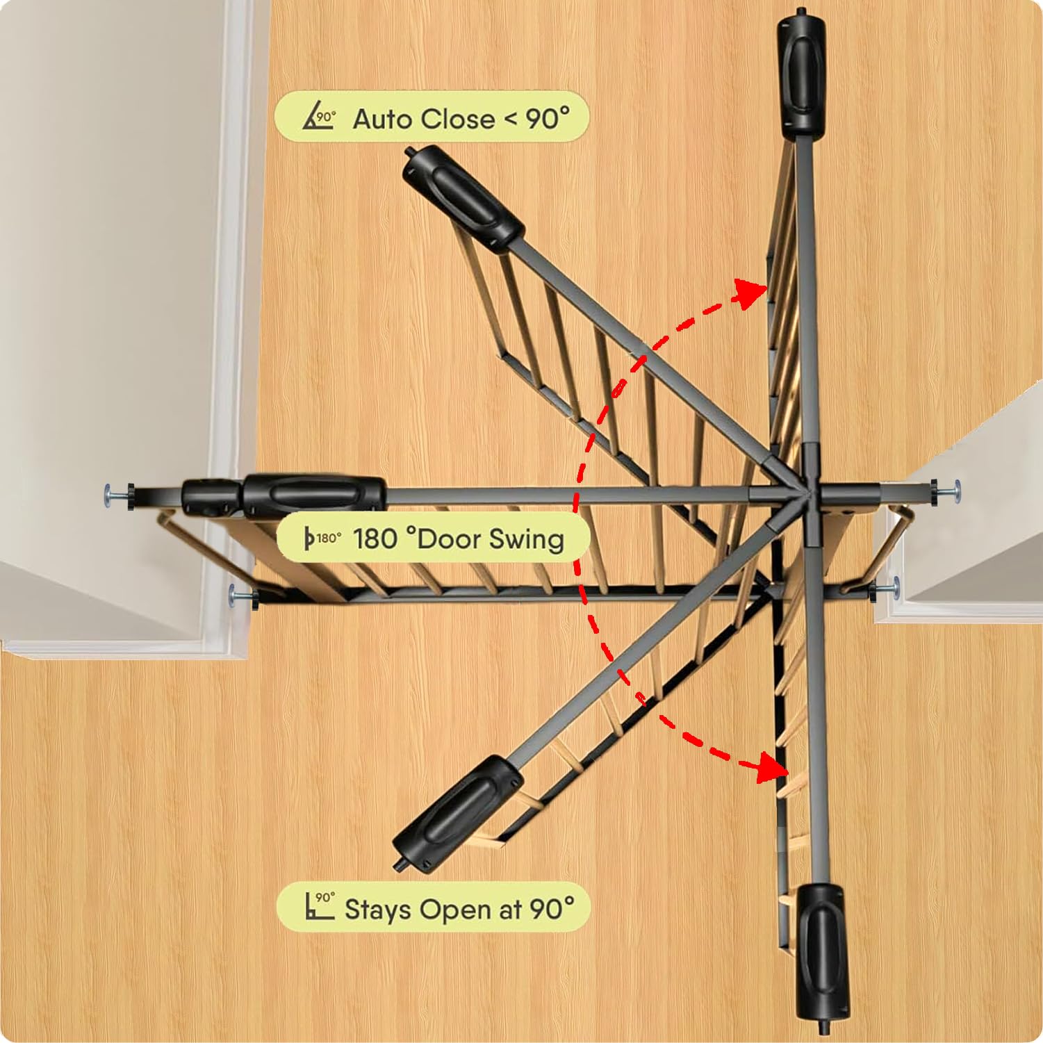Vothco Extra Wide 57.5-62 Inch Large Baby Gates for Stairs, Doorways - No Drilling, Pressure Mounted Pet Gates for Kids & Dogs