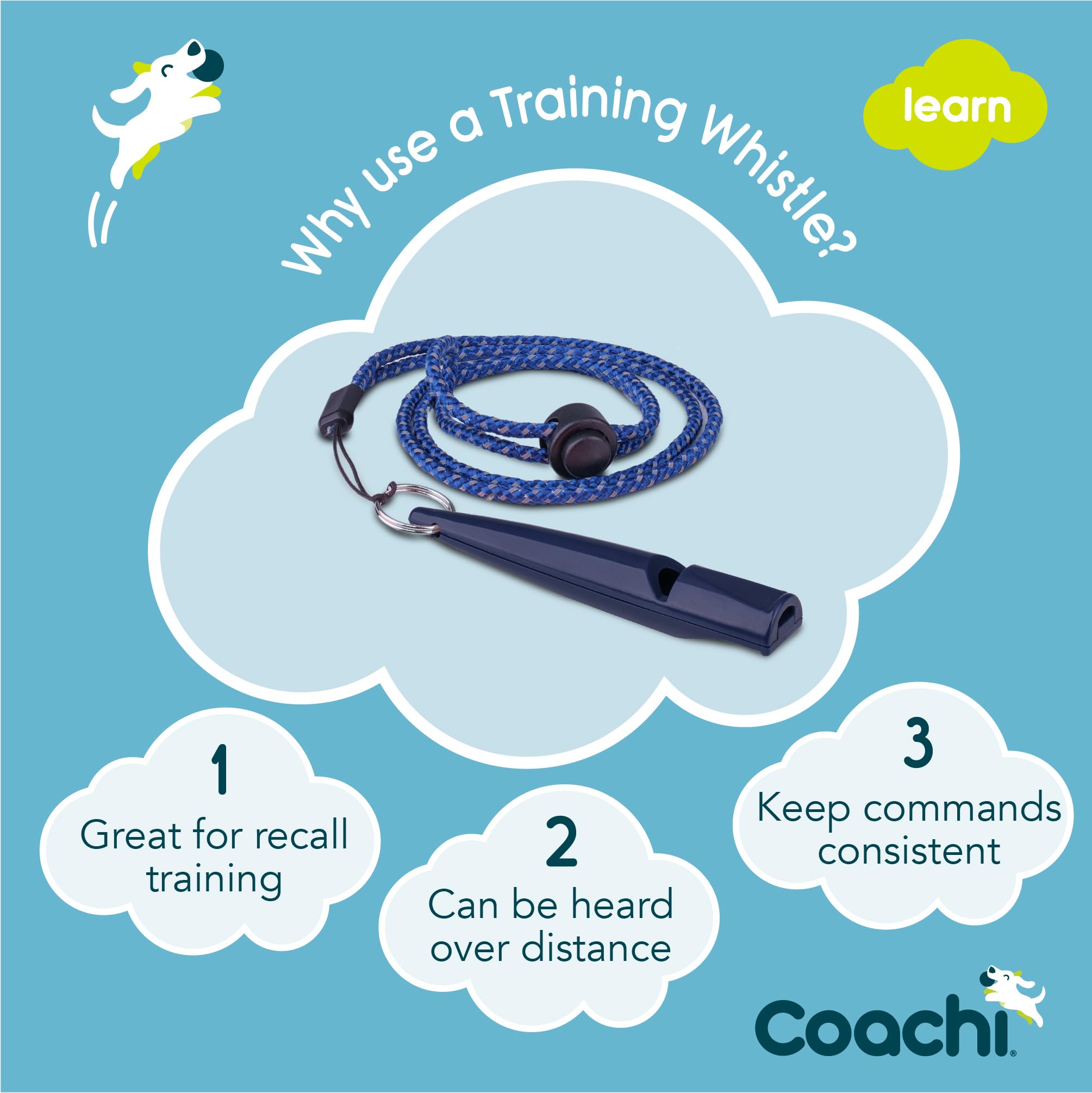 Coachi Training Whistle, Ideal for Obedience and Recall Training, Strong Clear Sound, Lightweight Polymer Material and Compact,