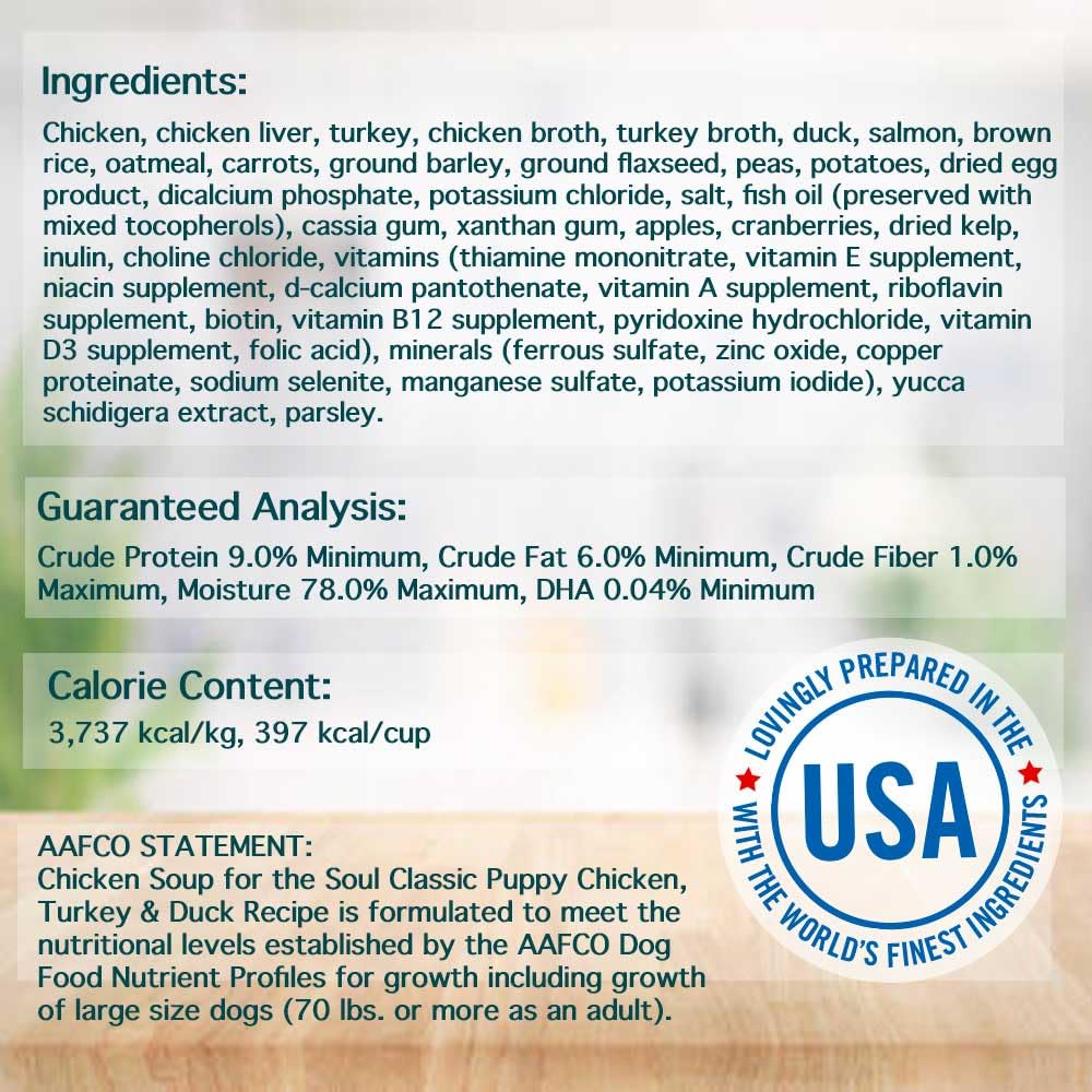 Chicken Soup for The Soul All Natural Premium Wet Puppy Food, Real Meat First Ingredient, No by-Products, Artificial Colors, Fla