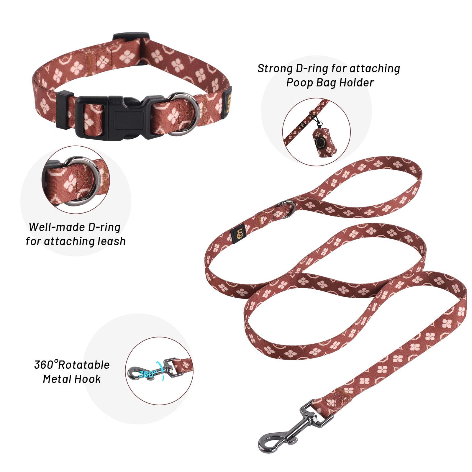 Adjustable Dog Harness, Leash, Poop Bag Holder/Dispenser And Bandana Set, No Pull, Soft Mesh Padded, For Small/Medium Dogs, Outd