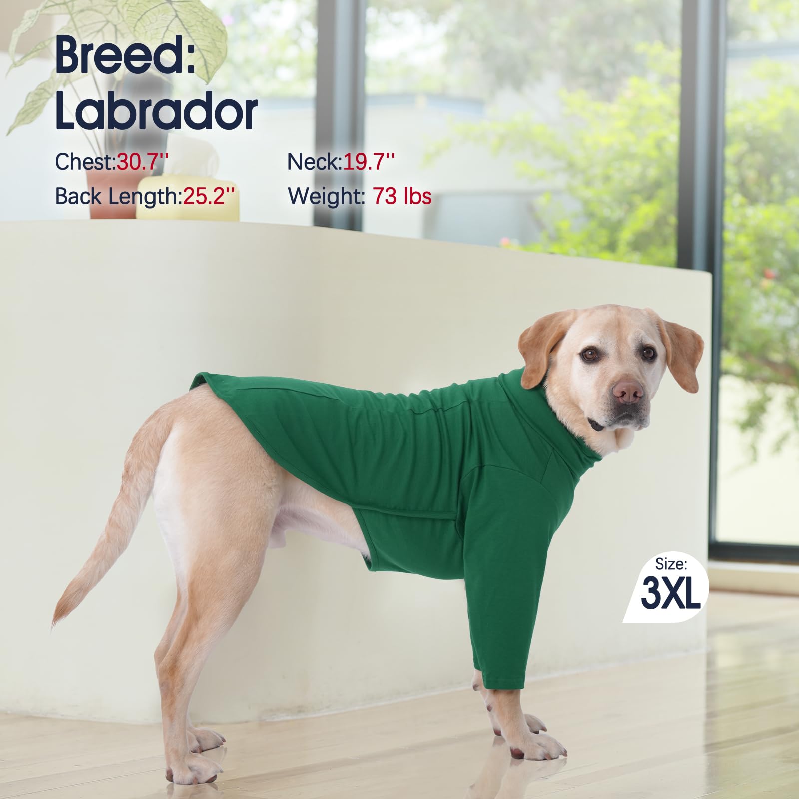 Iecoii Dog Shirts For Large Dogs,Large Dog Shirts Turtleneck Dog Sweatshirt For Large Size Dog Girl Boy,Breathable Dog Long Slee