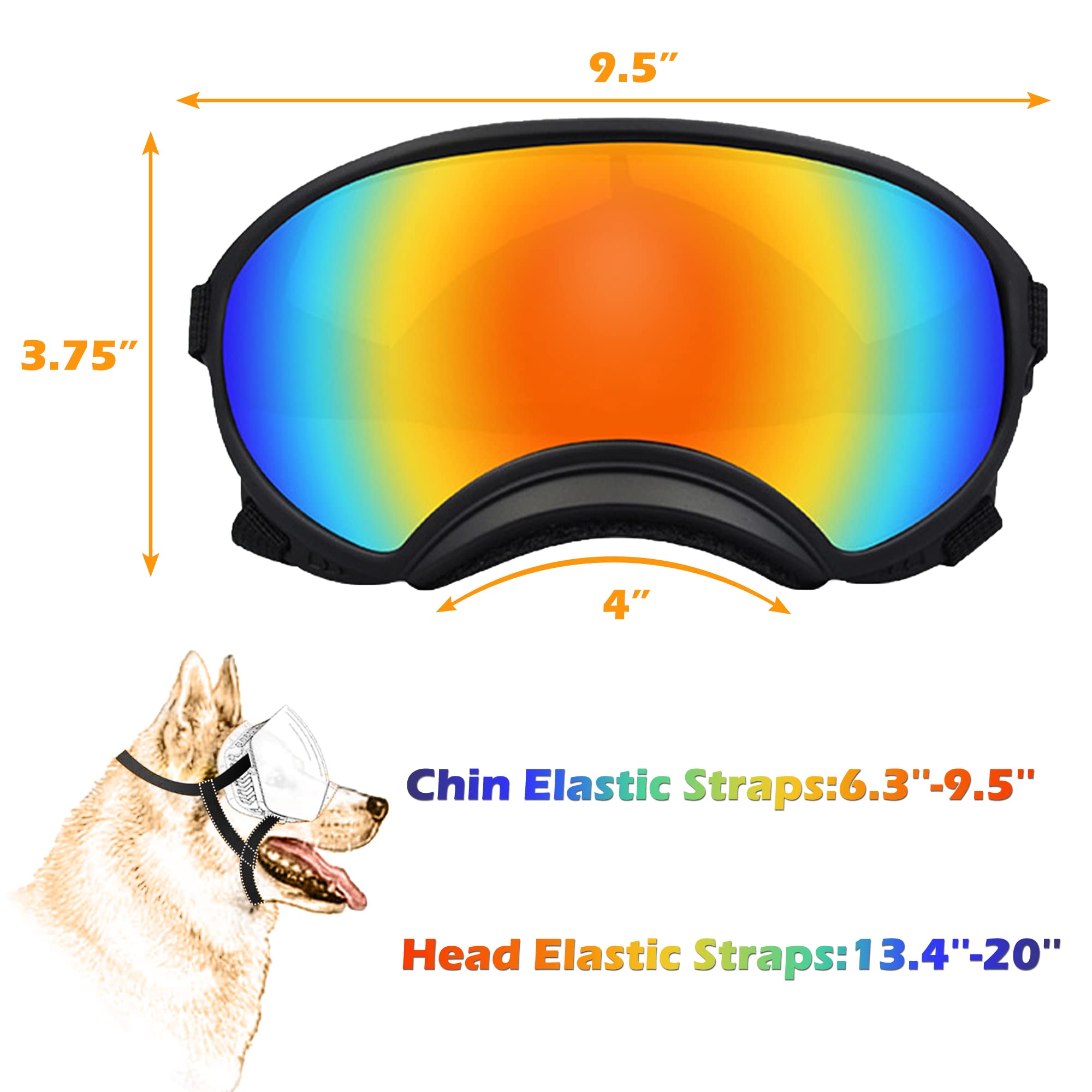 Large Dog Sunglasses With Adjustable Strap Uv Protection, Winproof, Suitable For Medium-Large Dogs