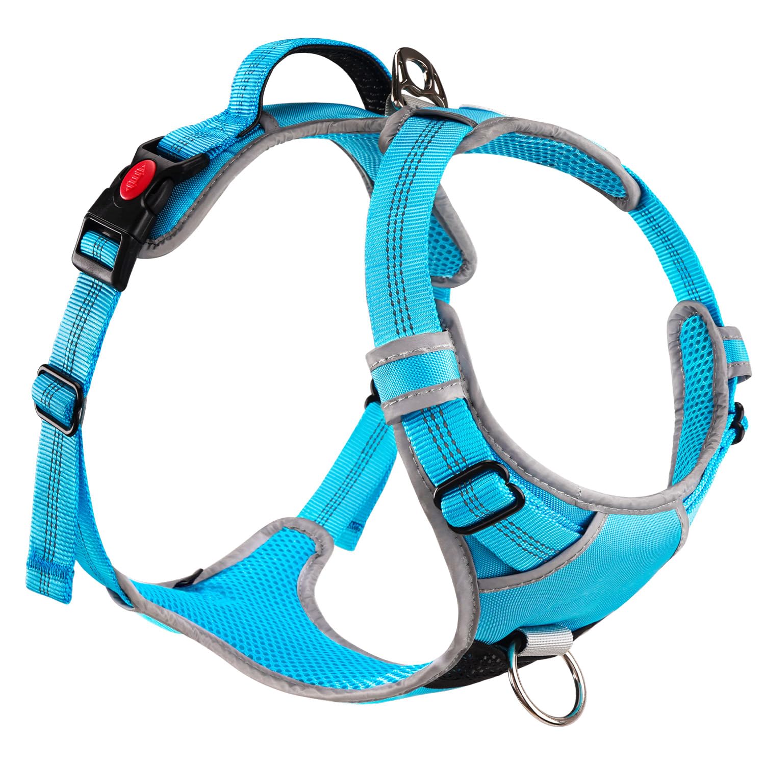 Thinkpet No Pull Harness Breathable Sport Harness With Handle-Dog Harnesses Reflective Adjustable For Medium Large Dogs,Back/Front Clip For Easy Control S Sky Blue