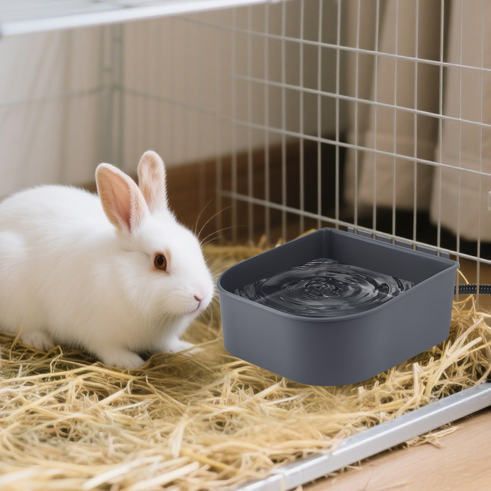 NAMSAN Heated Pet Bowl for Cats and Dogs, 1L Plastic, Indoor/Outdoor, Model CA-LS24-HB-XGFX, Hanging Heated Bowl
