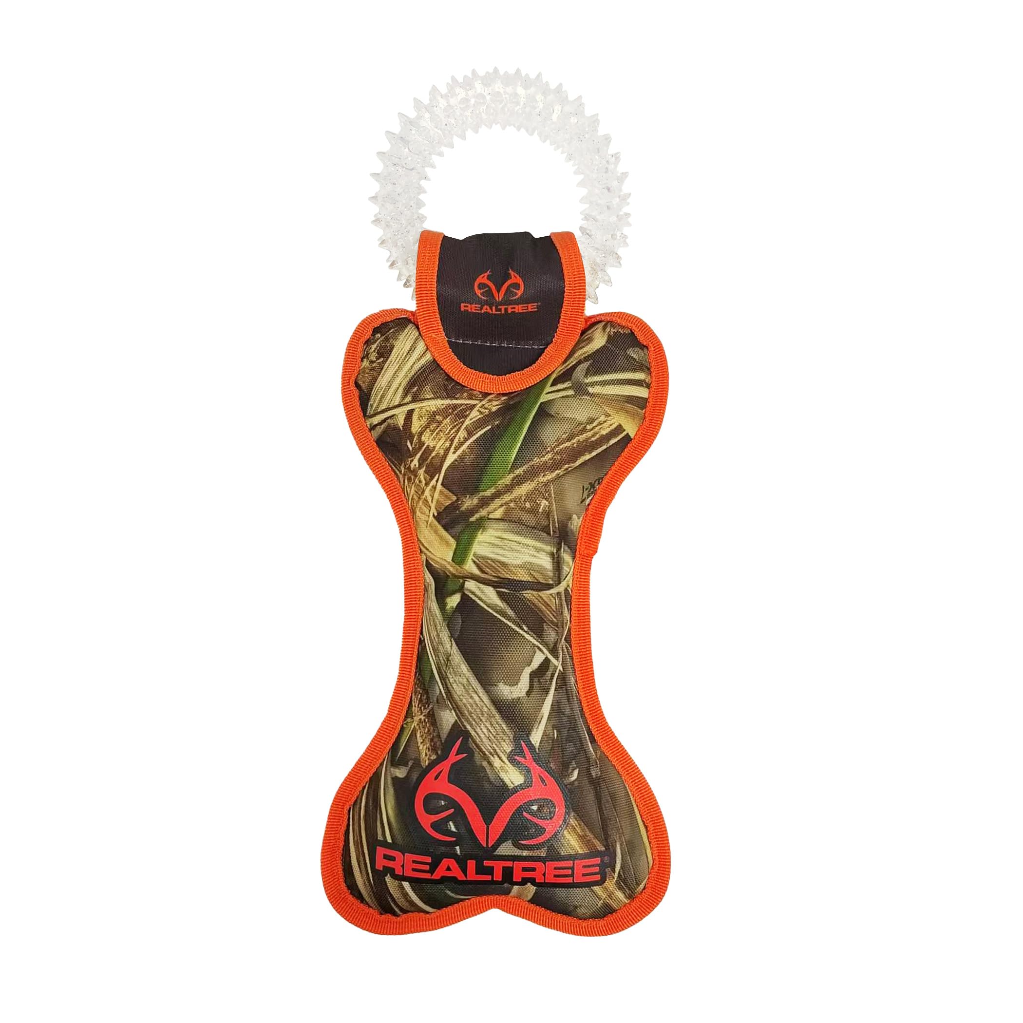 Pets First Realtree Dog Dental Teething Ring Tug Toy & Nylon Squeak Bone Toy. Tough Sturdy Pet Toy With Realtree Logo. Best Dog 