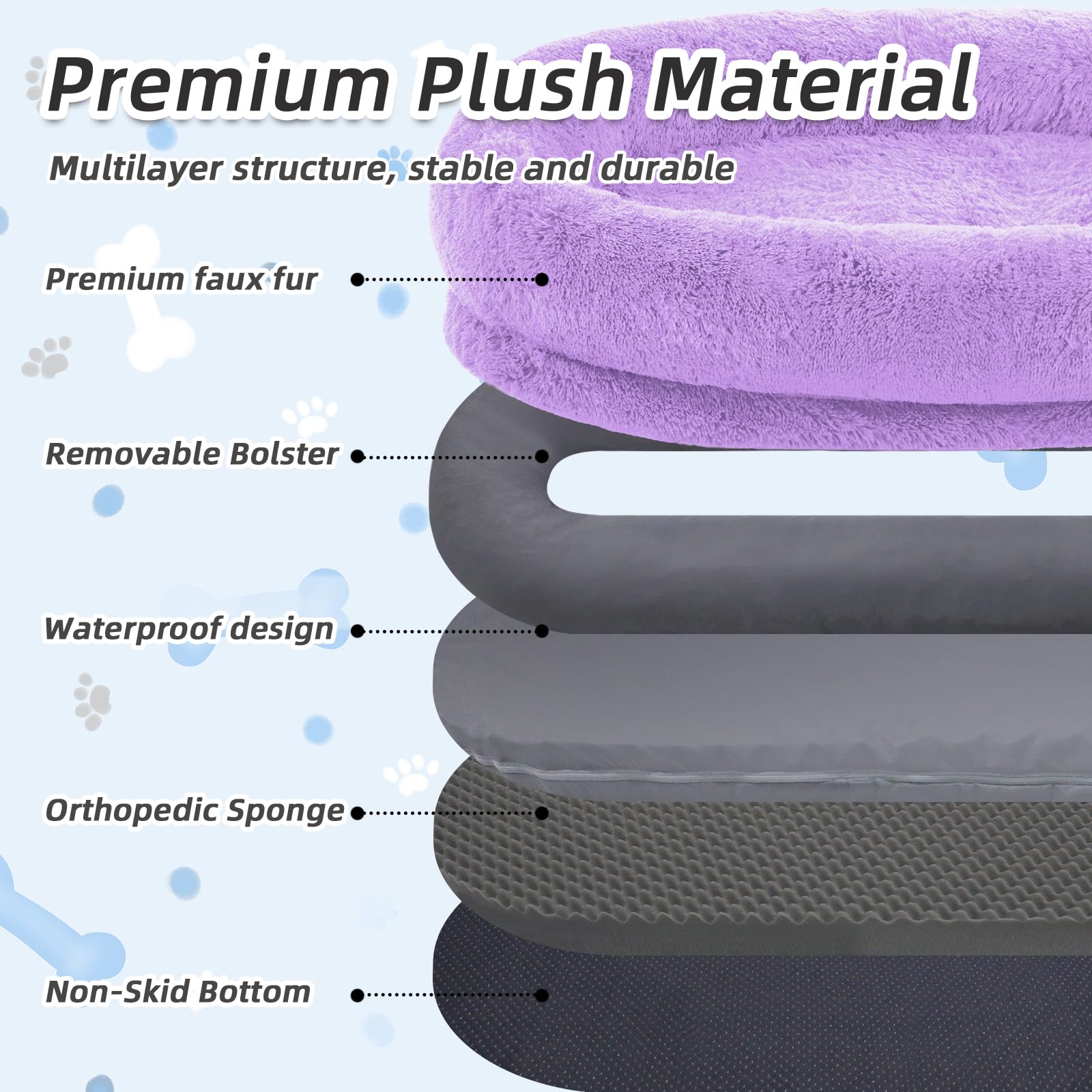 Human Dog Bed, 71''X45''X12'' Size Fits You And Pets, Washable Faux Fur Dog Bed For People Doze Off, Napping Orthopedic Dog Bed,
