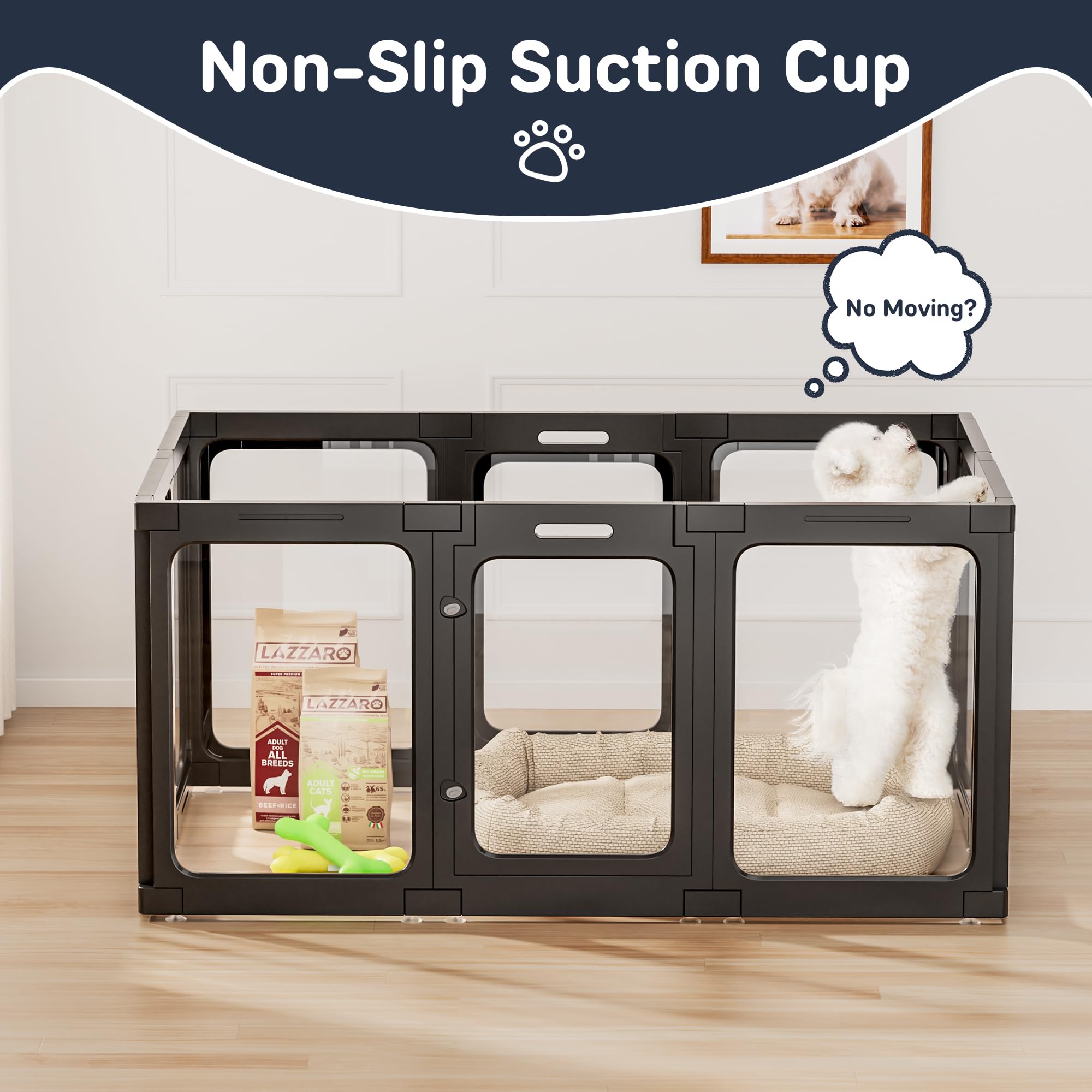 Acrylic Dog Playpen Indoor, 10 PCS Plastic Puppy Playpen with Door, Clear PlayPen for Dog Cat Rabbit Ferret, Preferable Small Do