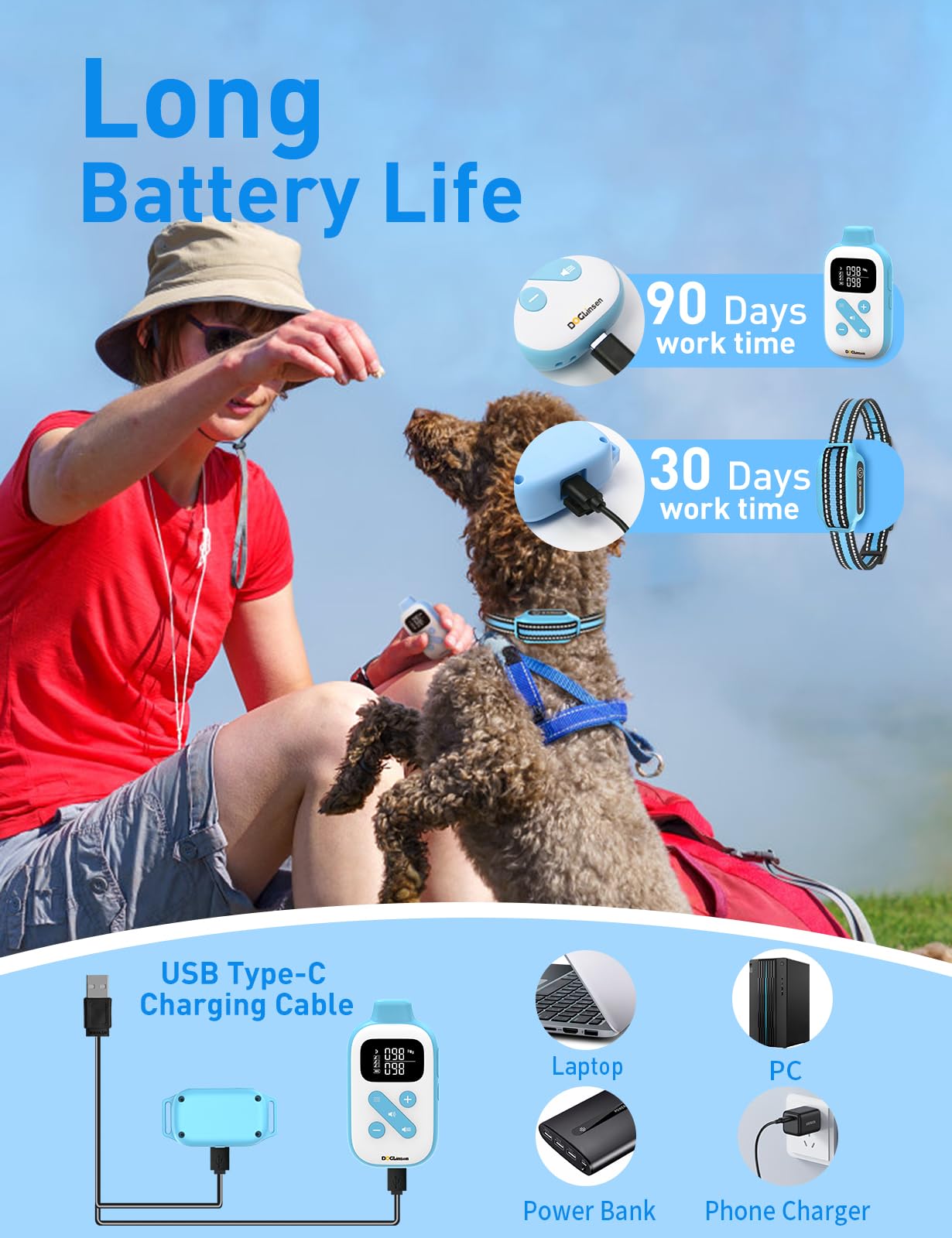 Doglinsen No Shock Dog Training Collar, Vibrating Dog Collar With Remote 2800Ft, Vibration Collar For Puppy Small Medium Large D