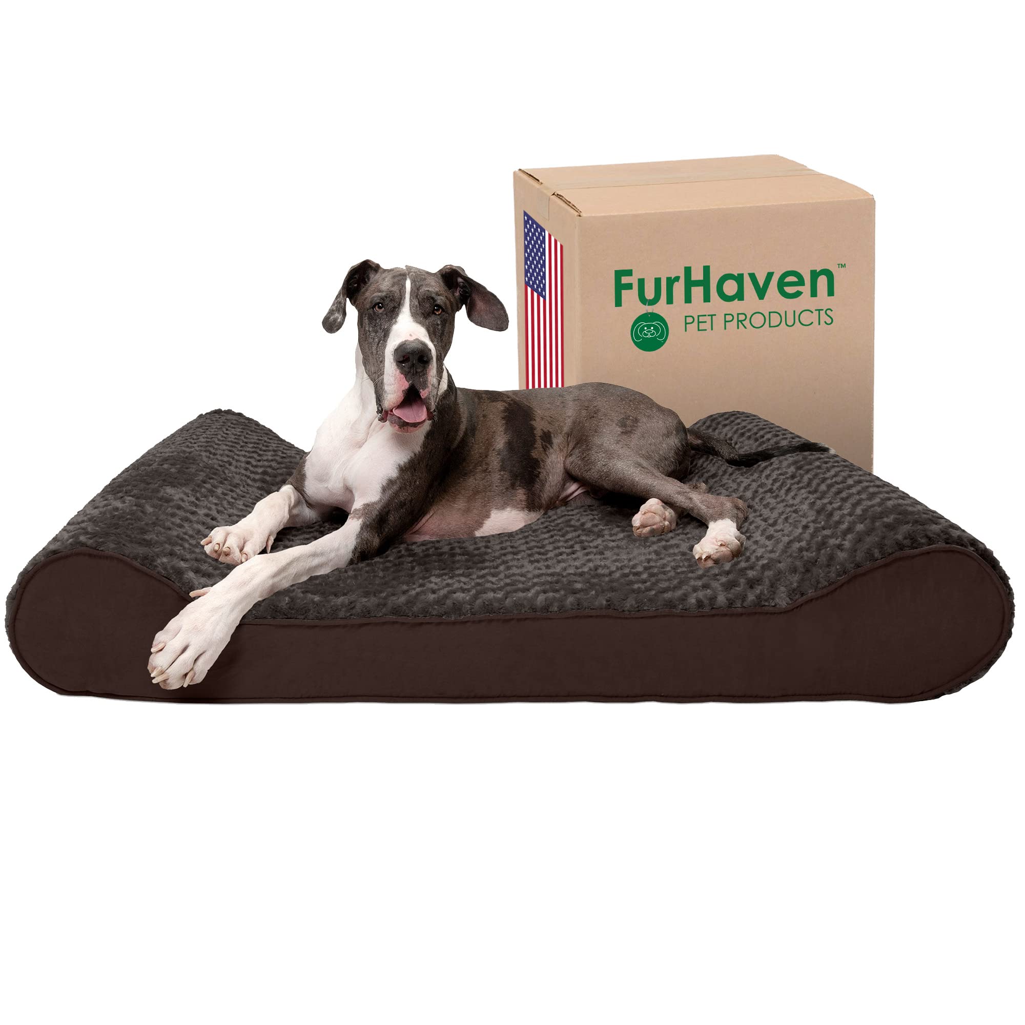 Furhaven Orthopedic Dog Bed For Extra Large Dogs W/ Removable Washable Cover, For Dogs Up To 180 Lbs - Ultra Plush Faux Fur & Su