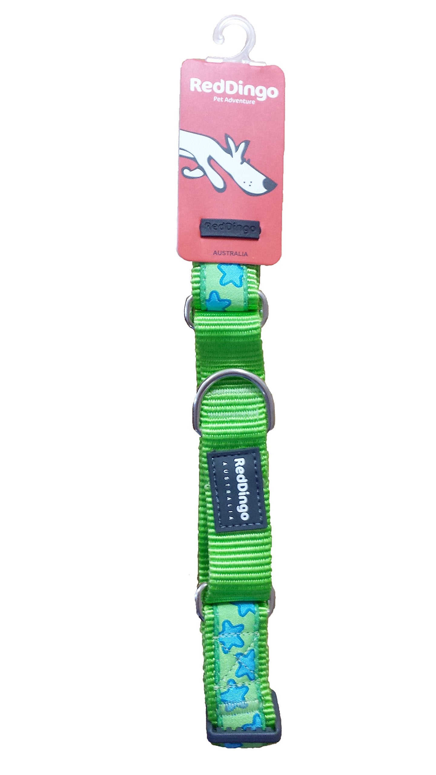 Red Dingo Martingale Lime Green with Turquoise Stars Collar, Small-Medium