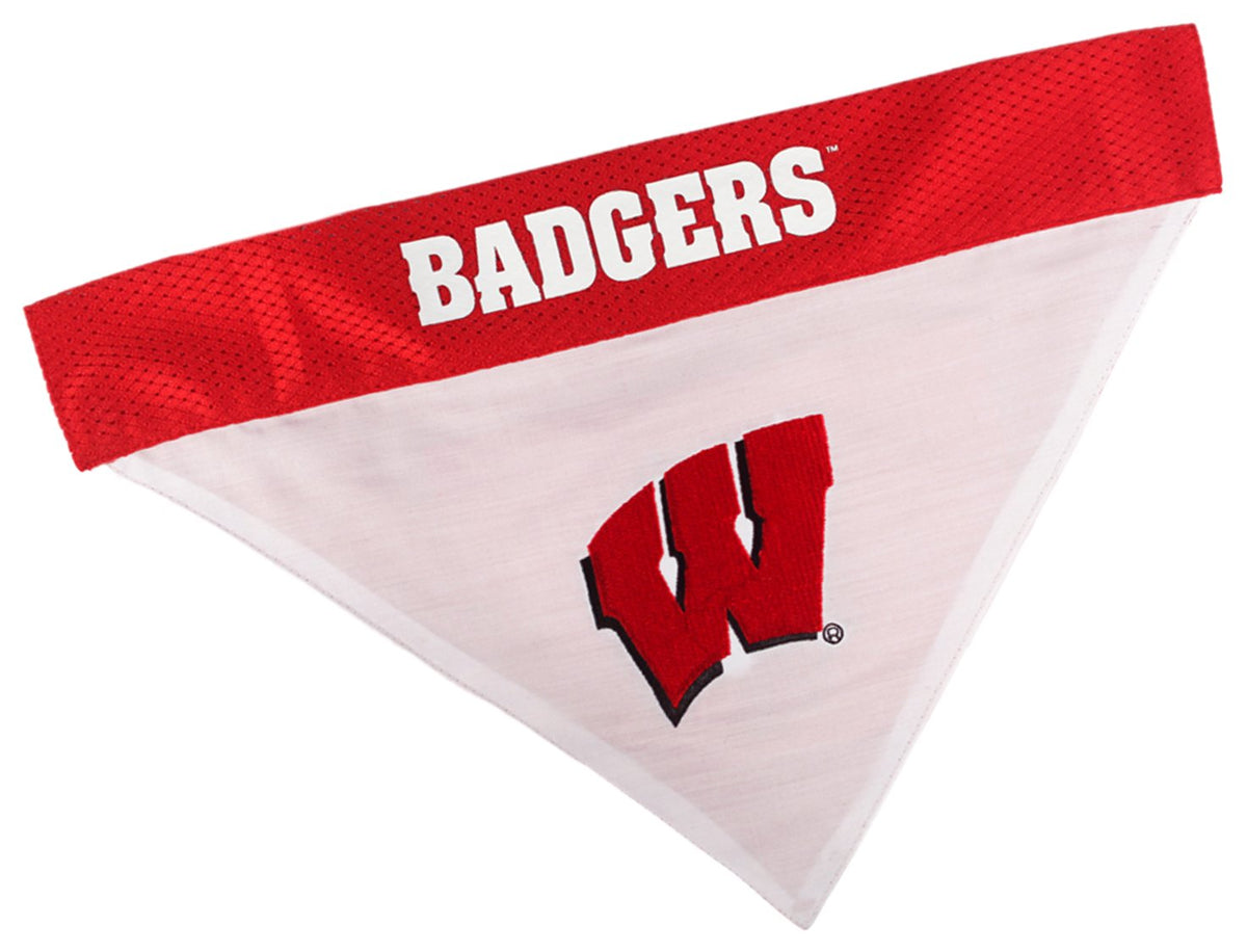 Pets First Collegiate Pet Accessories, Reversible Bandana, Wisconsin Badgers, Large/X-Large