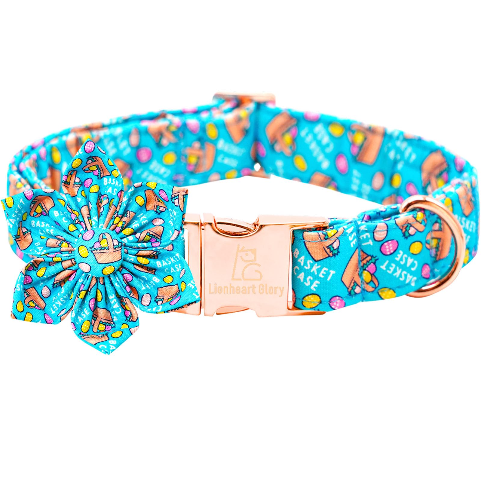 Lionheart Glory Easter Day Dog Collar With Flower Dog Collar For Large Dogs, Easter Egg Dog Collars Colorful Dog Collar Spring C