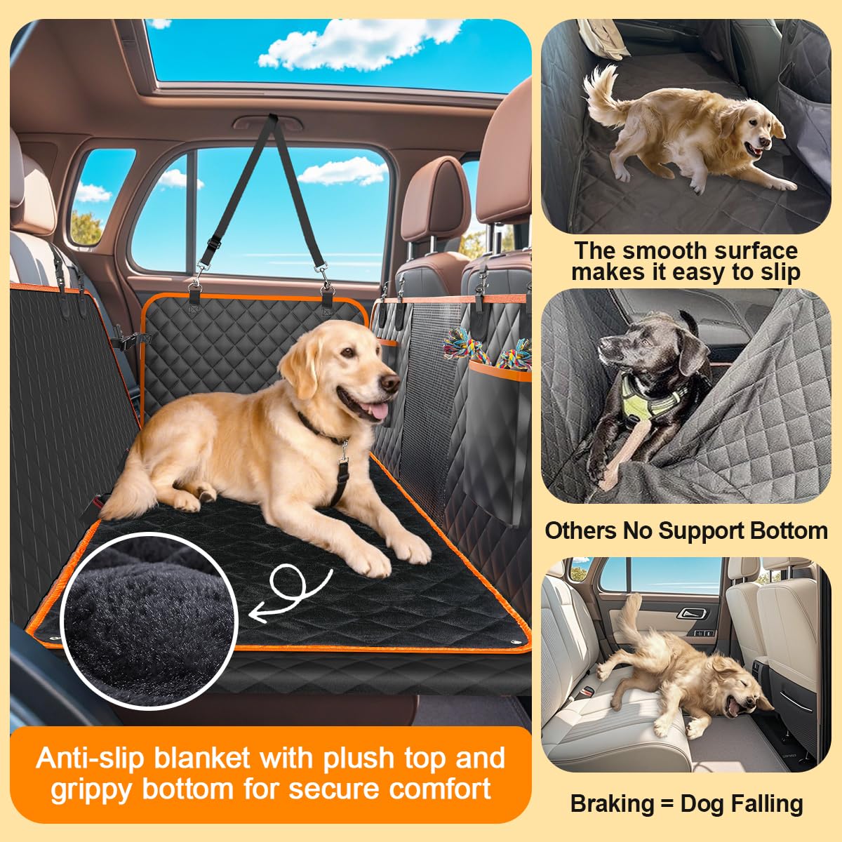 Siveis Xl Dog Car Seat Extender For Full Size Truck With Hard Bottom, Waterproof Dog Car Seat Cover For Back Seat, Pet Seat Cove