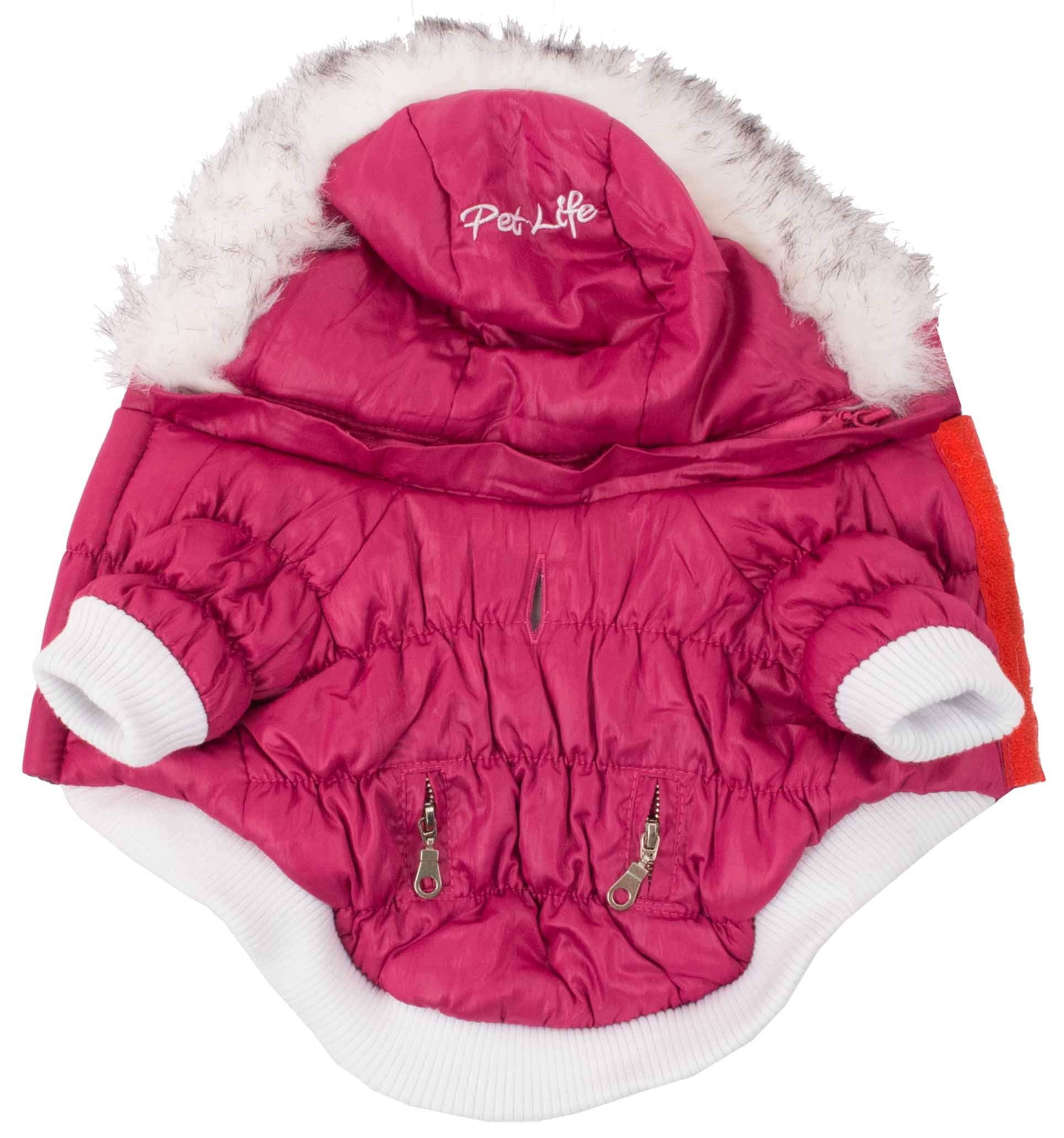 Pet Life Fashion Parka with Removable Hood - Pink Metallic - Medium