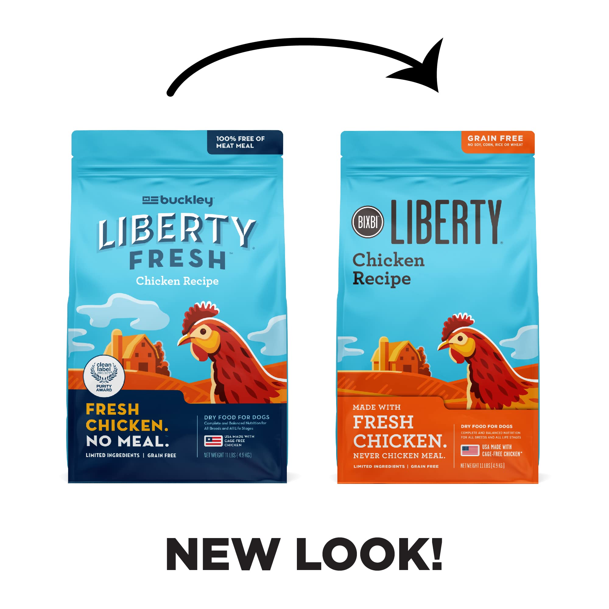 BIXBI Liberty Grain Free Dry Dog Food, Chicken Recipe, 11 lbs - Fresh Meat, No Meat Meal, No Fillers - Gently Steamed & Cooked -