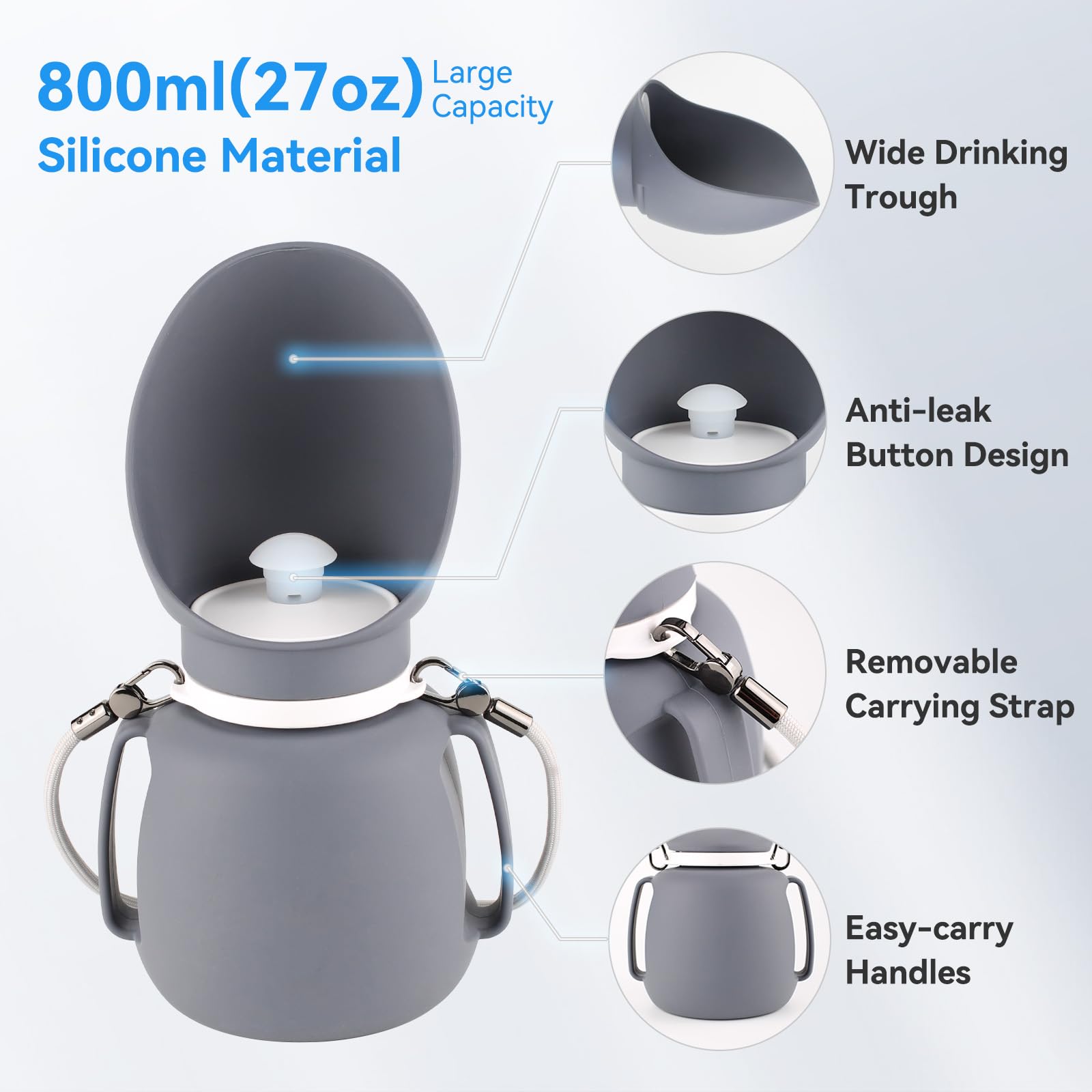 Namsan Portable Water Bottle For Dogs, High-Capacity 800Ml, Silicone Dog Water Bottle With Lanyard, Leakproof Dog Travel Cup, Bp