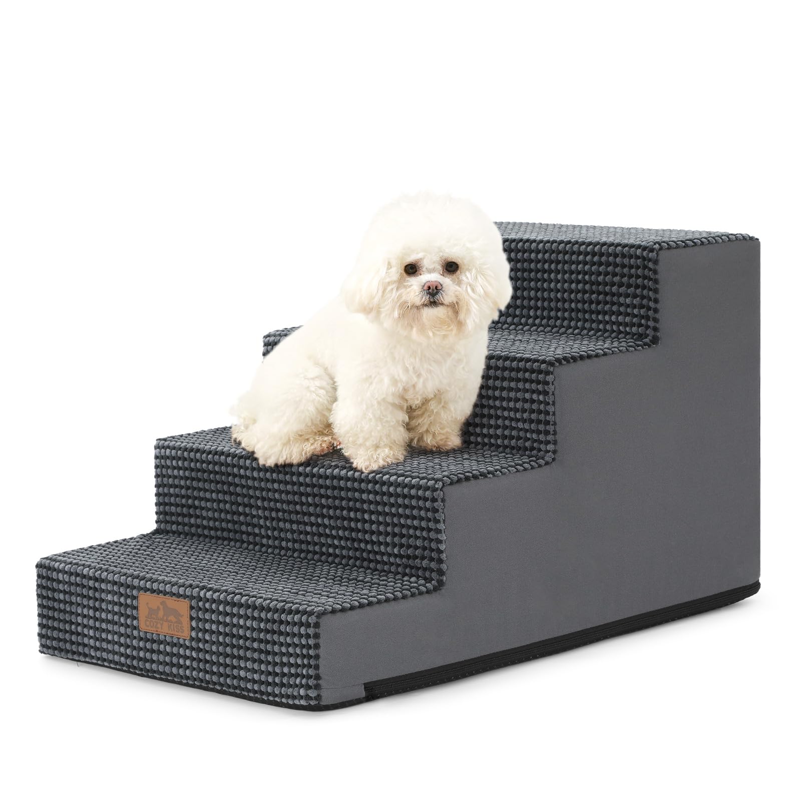 COZY KISS Dog Stairs for Small Dogs 15.7 H, 4-Step Gentle Incline Pet Step for Couch Sofa, Non-Slip Dog Ramp for Puppy Doggie Se