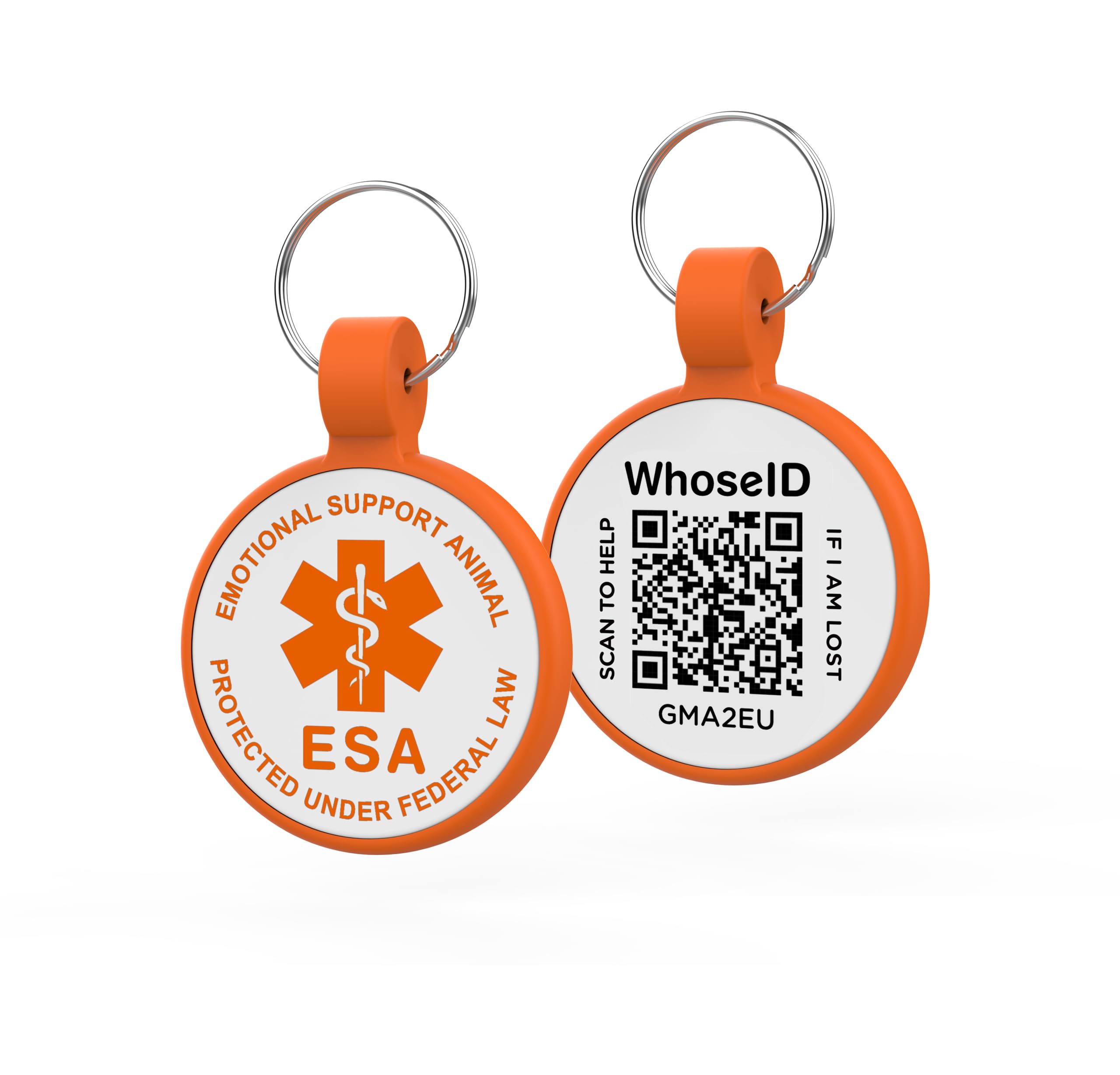 Whoseid Qr Code Dog Tag, Qr Code Pet Id Tag, Dog Id Tag, Waterproof Lightweight Silent Tag, Modifiable Free Pet Online Profile, Scan Qr Code Send Instant Pet Location Alert Email (Esa, Orange)