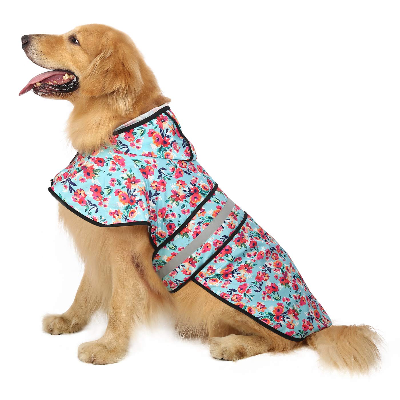 Hde Dog Raincoat Hooded Slicker Poncho For Small To X-Large Dogs And Puppies Turquoise - L