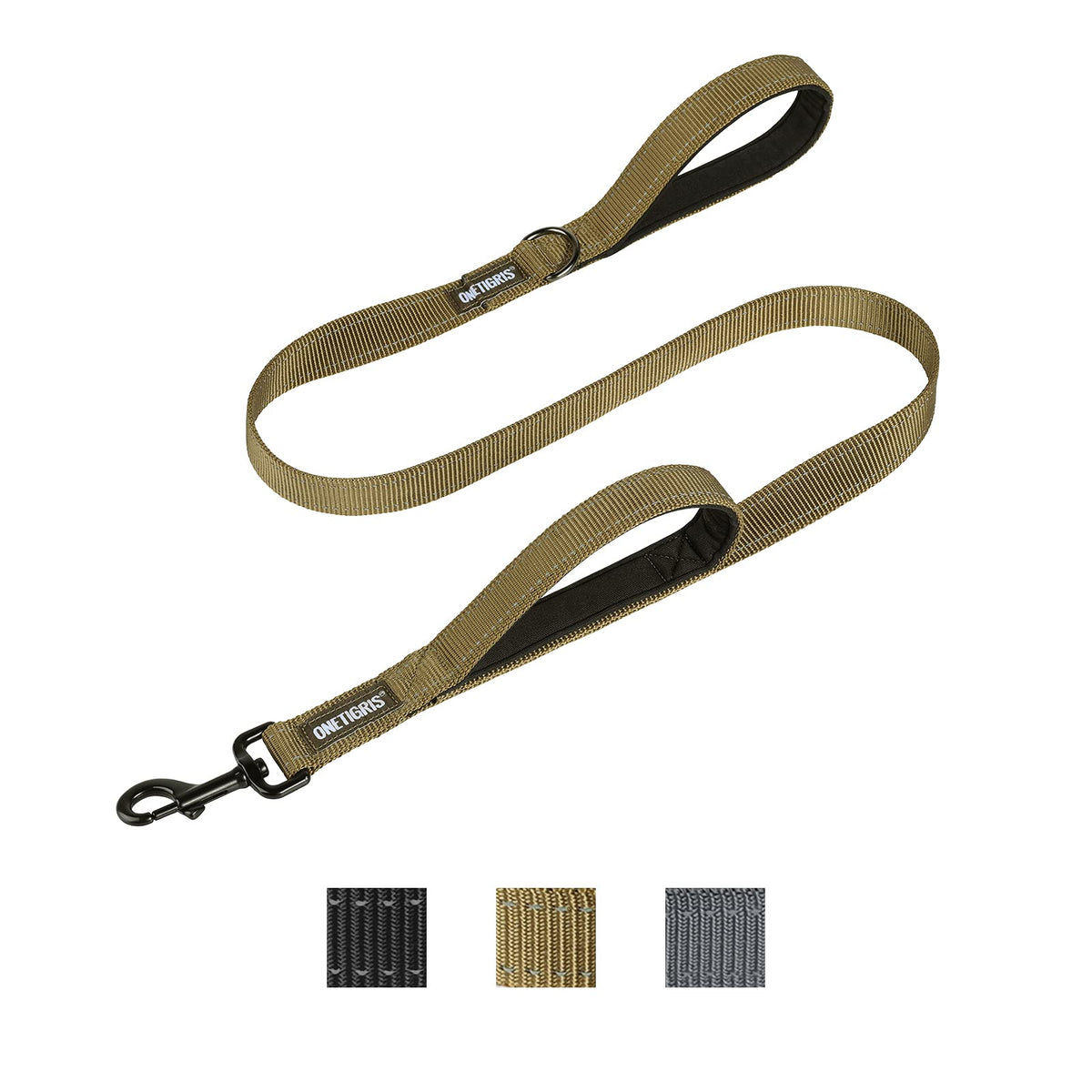 Onetigris Handled No-Pull Dog Walking Leash Long Traffic Leads For Medium To Large Dogs (Brown, 4Ft)