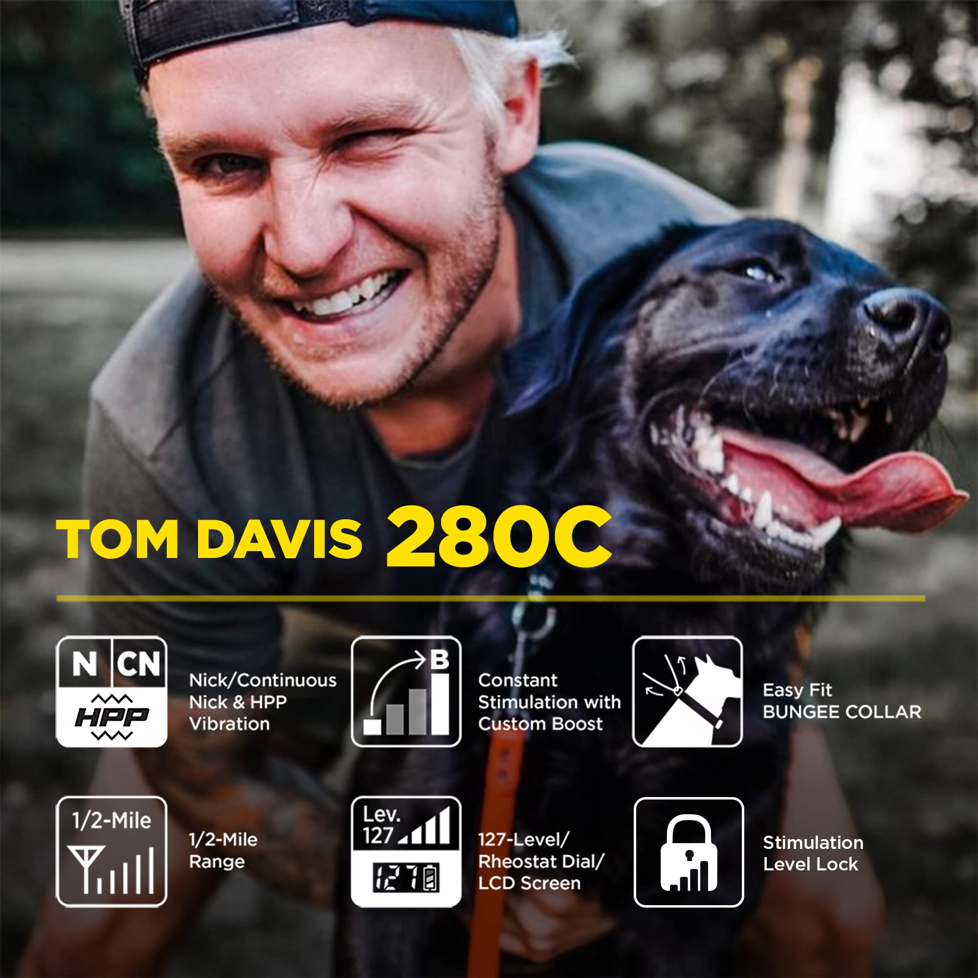 Dogtra E-Collar Tom Davis 280C Boost & Lock, Waterproof, 1/2-Mile Range Dog Training Collar With Remote, Rechargeable, 127 Level