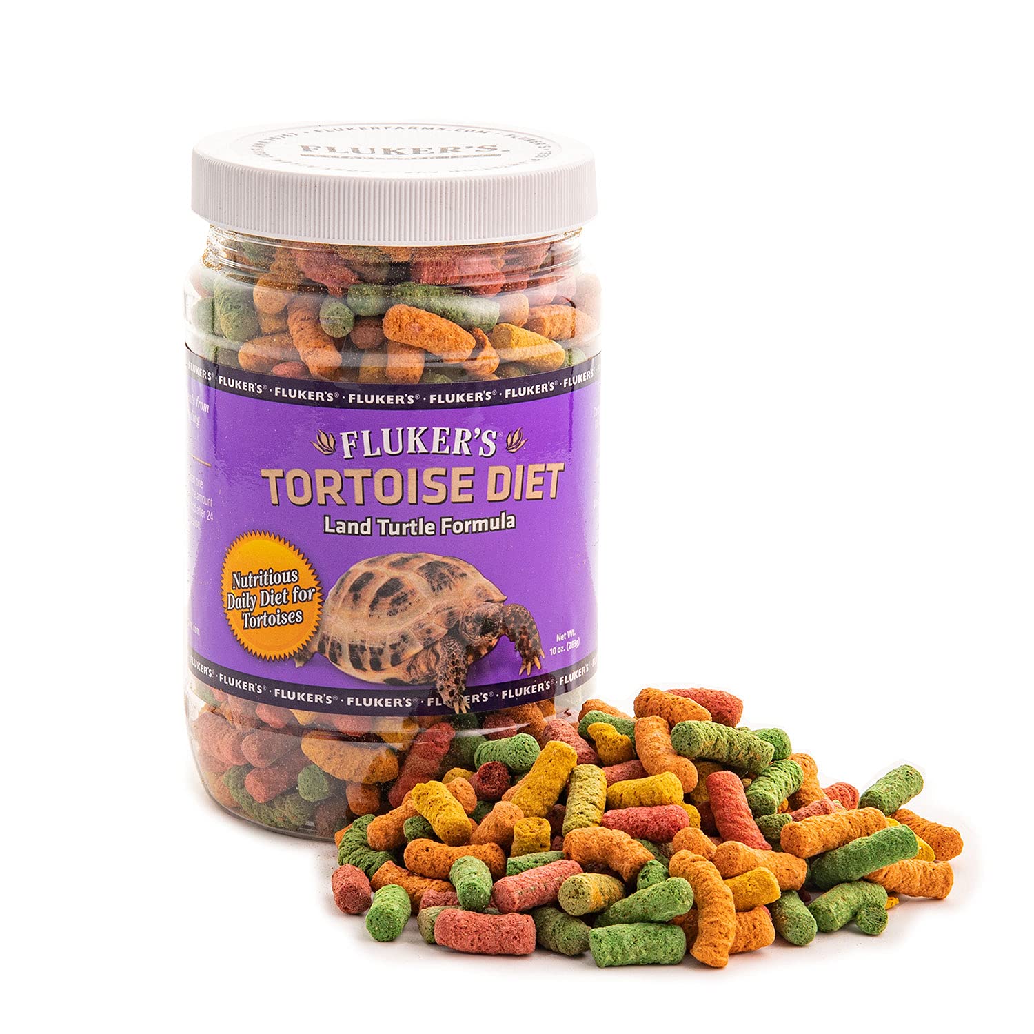 Flukers Tortoise Diet, Large Pellet Food - Land Turtle Formula, 10oz