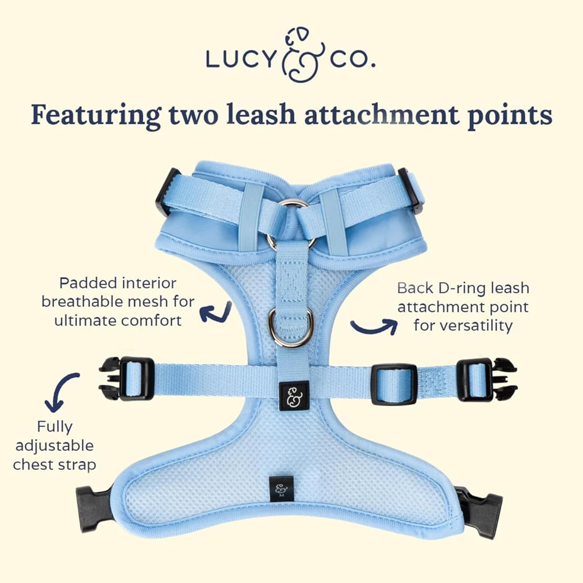 Lucy & Co. The Denim No-Pull Dog Harness - Size Small - Vest to Stop Pulling & Walk Easy - Comfortable Leash Training Product w/