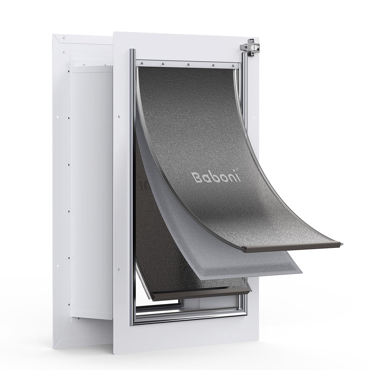 Baboni Pet Door For Wall, Steel Frame And Telescoping Tunnel, Aluminum Lock, Double Flap Dog Door And Cat Door, Strong And Durab