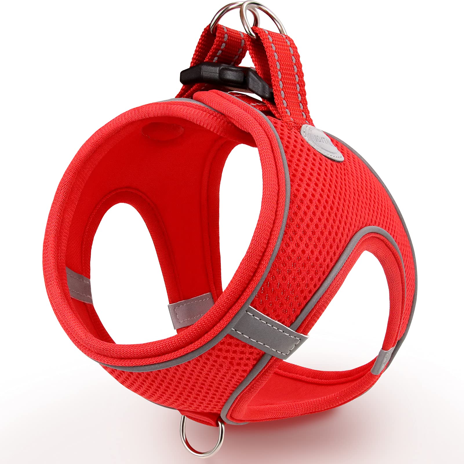 Joytale Small Dog Harness, Breathable Mesh Step-In Vest, Reflective Soft Padded Harnesses Small Sized Dog For Walking, Red, S