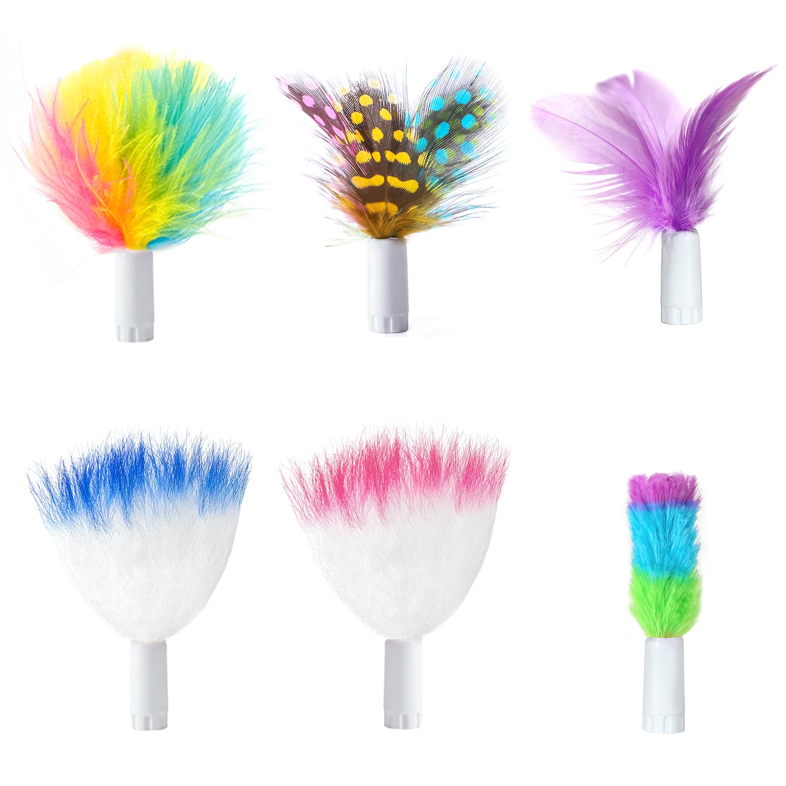 Orsda 6Pcs Interchangeable Attachments Cat Feather Toys Replaceable Feathers And Fluffy Toy Accessories
