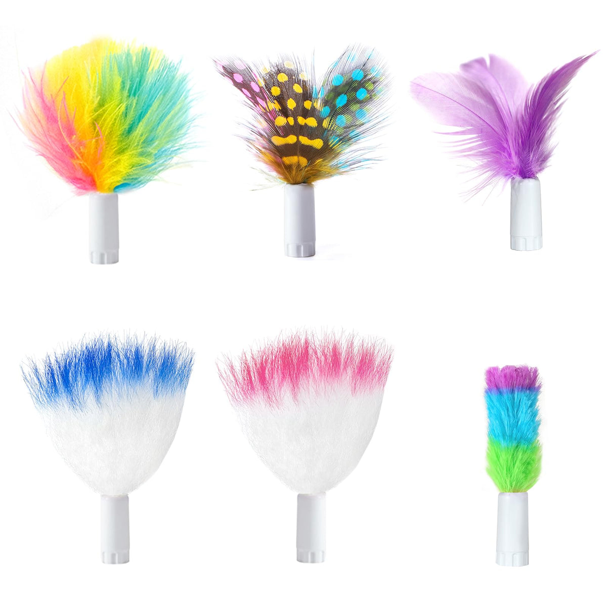Orsda 6Pcs Interchangeable Attachments Cat Feather Toys Replaceable Feathers And Fluffy Toy Accessories