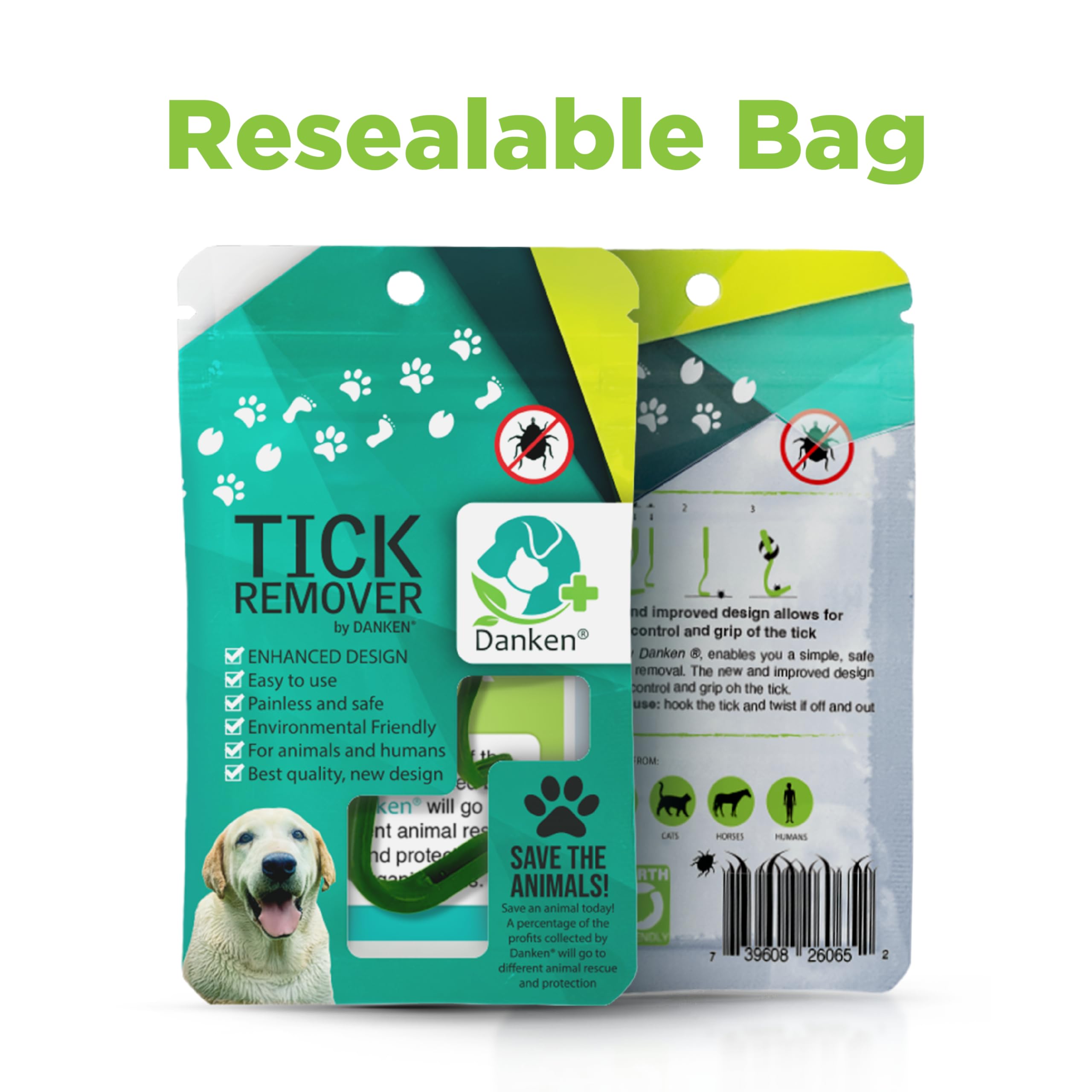 Danken Tick Remover Tool For Dogs, Cats, Horses, And Humans | Enhanced Design | Tick Grabber | Tick Puller | Tick Tweezer | Safe