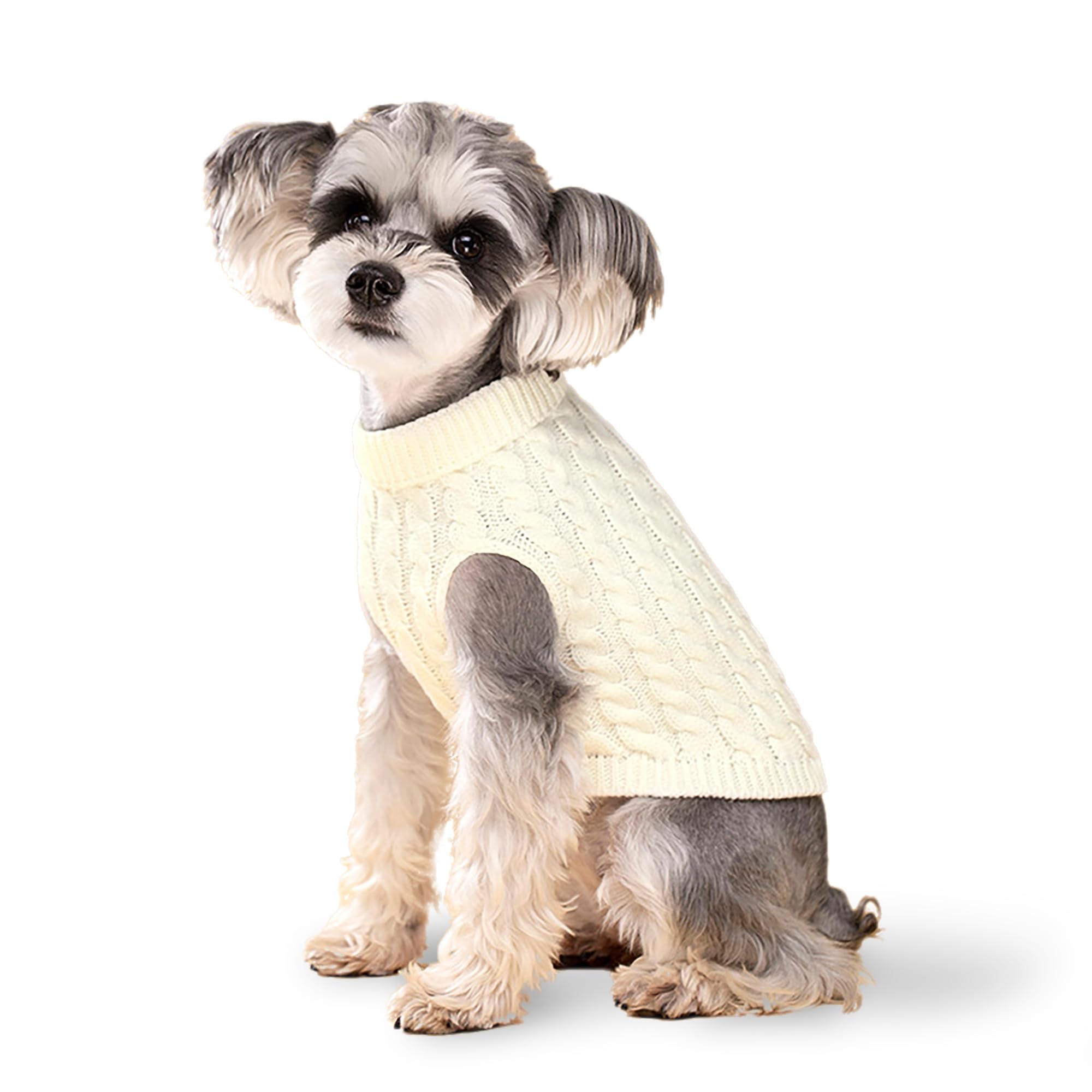 Dog Sweater, Beige XL Dog Pullover Sweater, Turtleneck Knitwear, Dog Outfits for Small Dogs and Medium Dogs, Warm Clothes for Bu