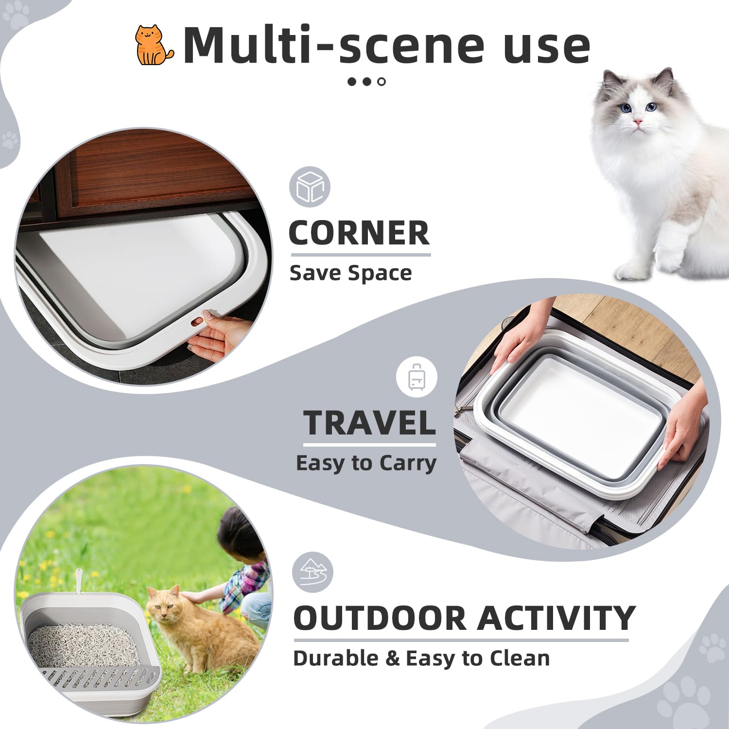 Small Litter Box For Kittens, Open Potty Pan Cat Toilet Portable Cats Litter Box Travel Litter Easy To Clean And Assemble 17.7''