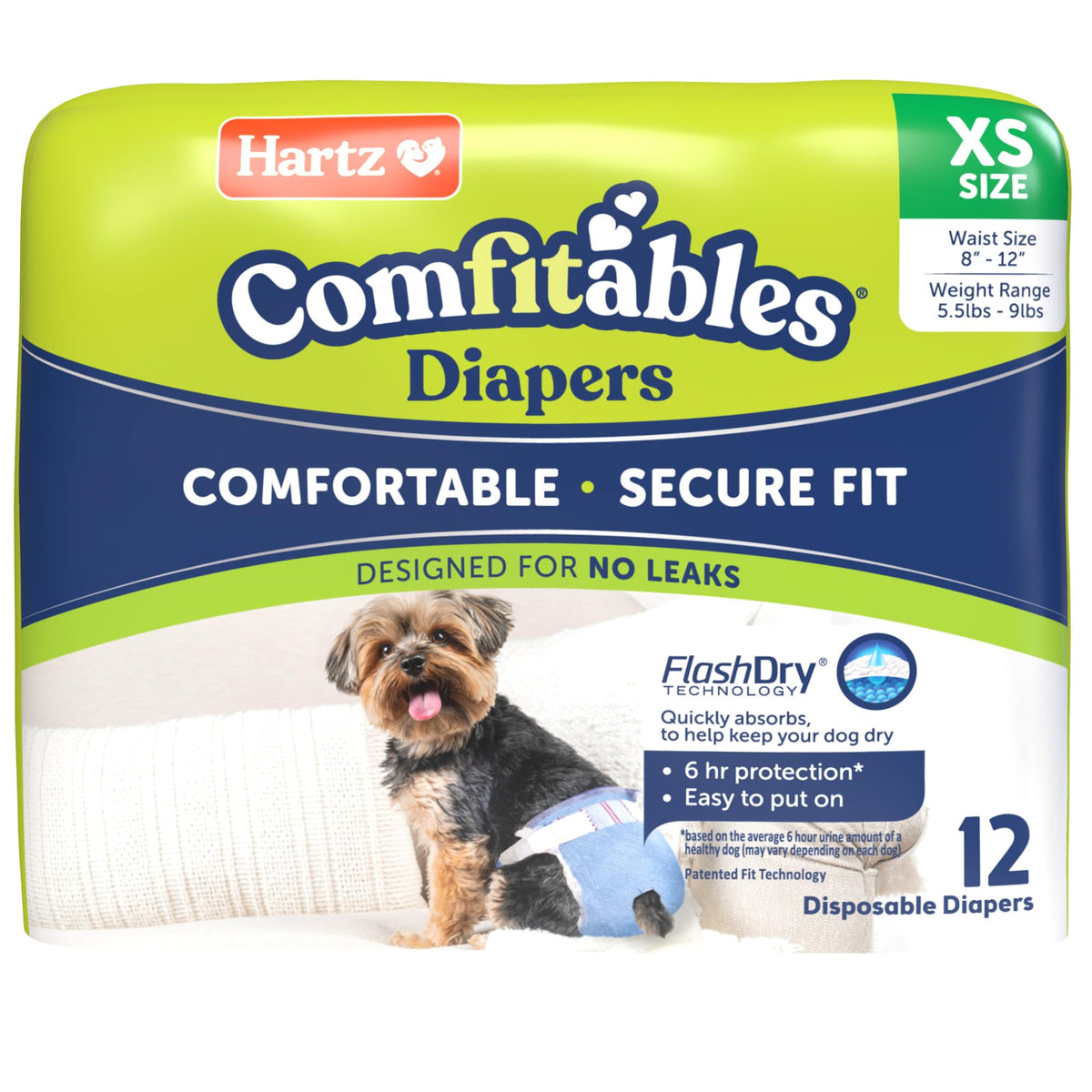 New! Hartz® Comfitables® Disposable Dog Diapers, Size Xs 38 Count, Comfortable & Secure Fit, Easy To Put On, Super Absorbent Male And Female Diaper