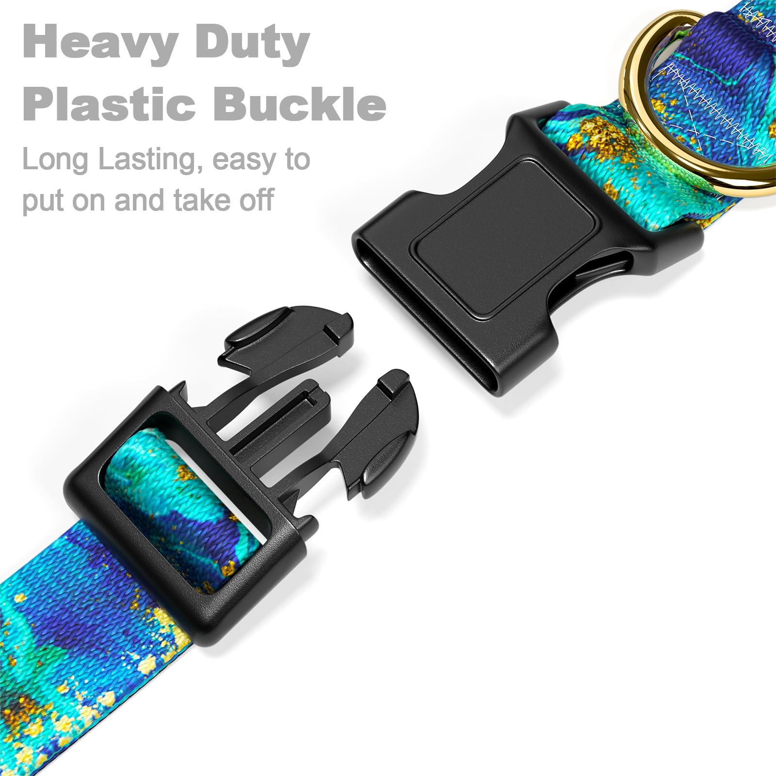 Rnivvi Dog Collar For Medium Dogs, Cute Marble Heavy Duty Adjustable Puppy Collar With Quick Release Buckle For Girl & Female, P