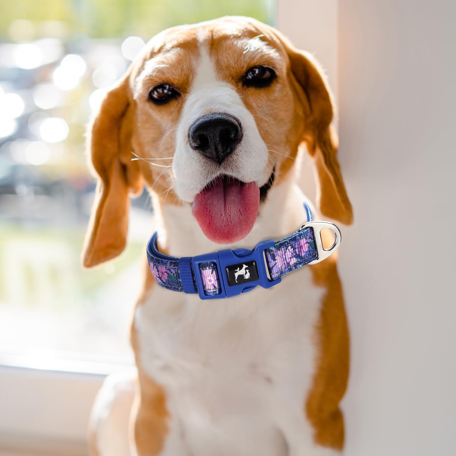 Reflective Dog Collar For Medium, Large & Extra Large Dogs - Adjustable Floral Design Stylish Gift Pet Collars For Walking, Runn