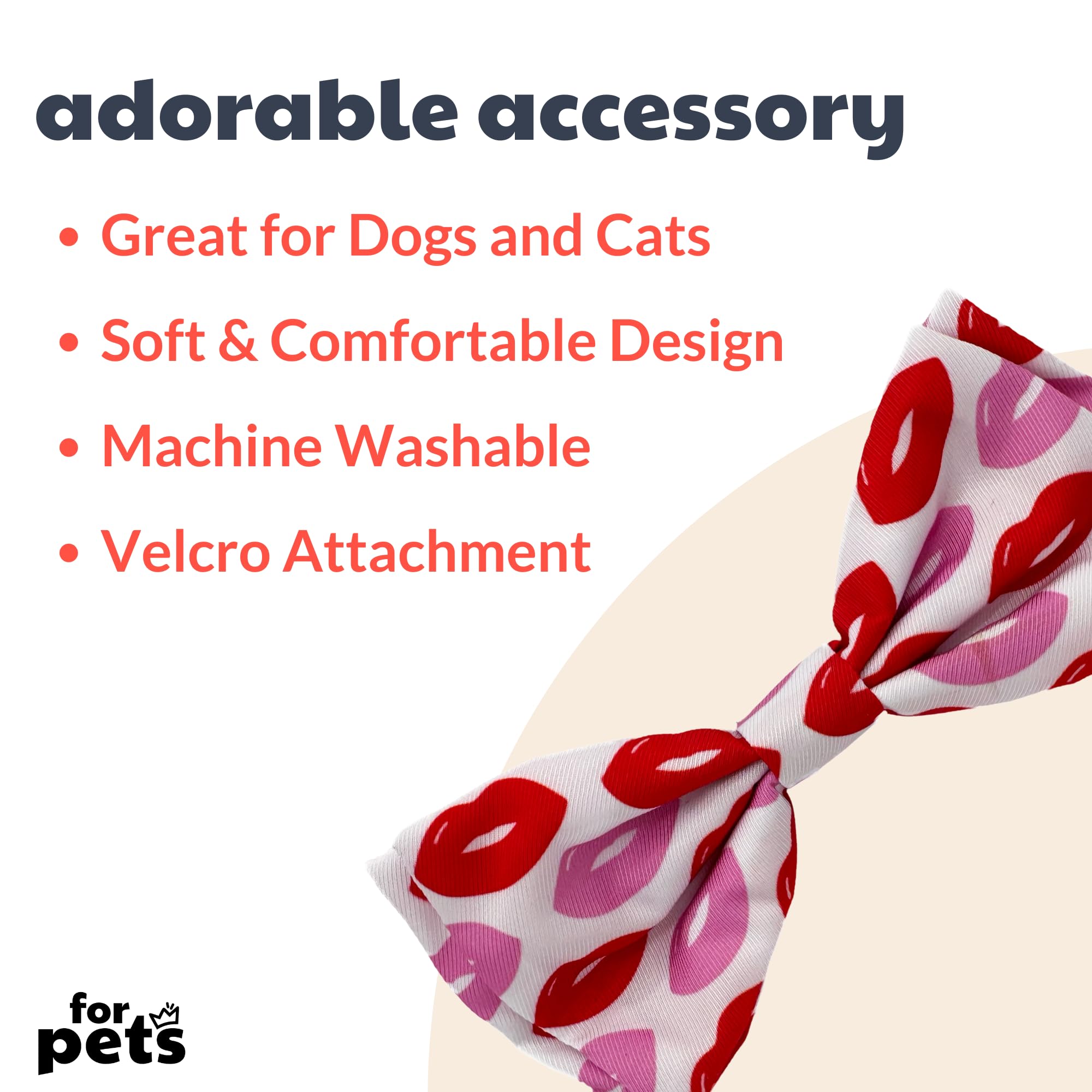Huxley & Kent Bow Tie For Pets - Kiss Kiss (Small) - Valentine'S Day Bow Tie Collar Attachment - Fun Bow Ties For Dogs & Cats -