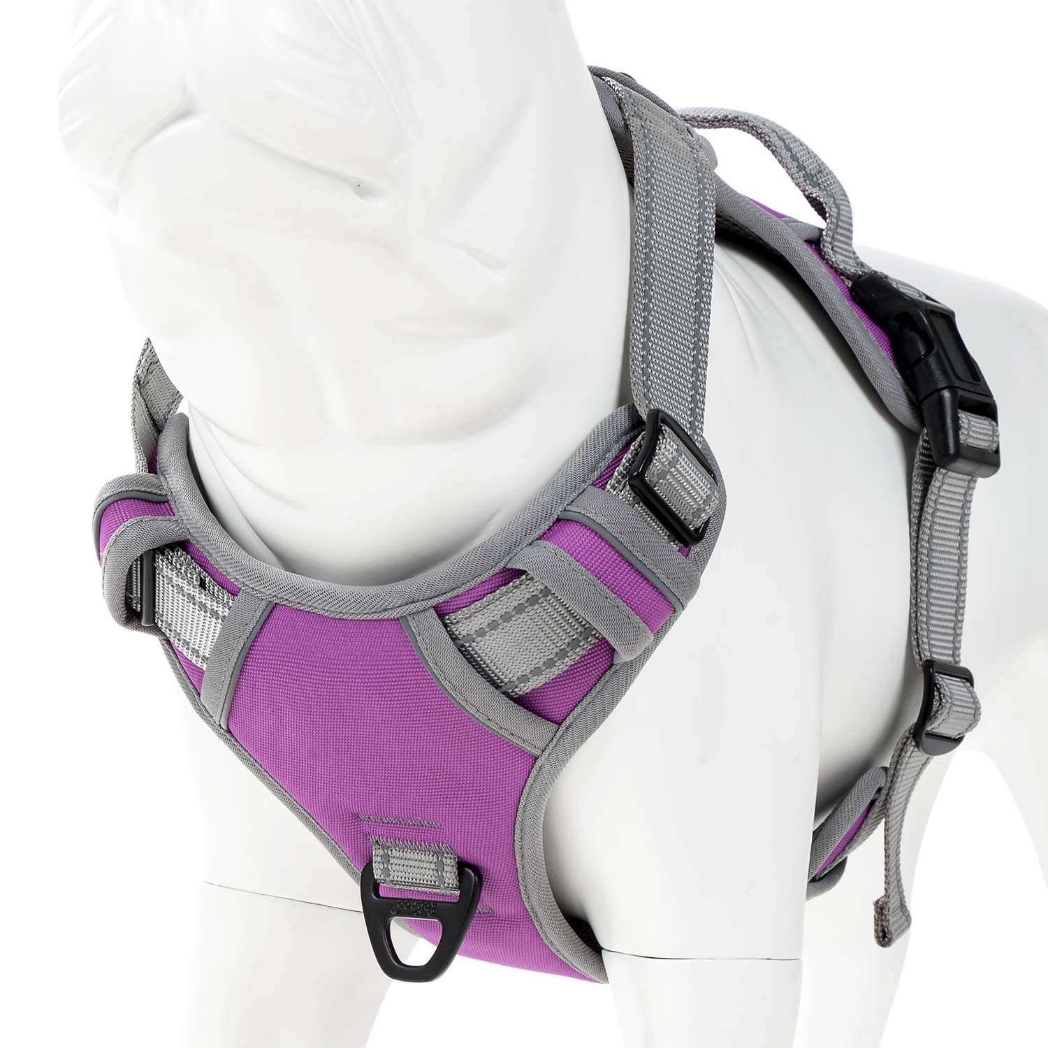 Coohom No Pull Dog Harness With Handle And Two Leash Attachments,Adjustable Outdoor Pet Harness With Reflective Oxford Material 