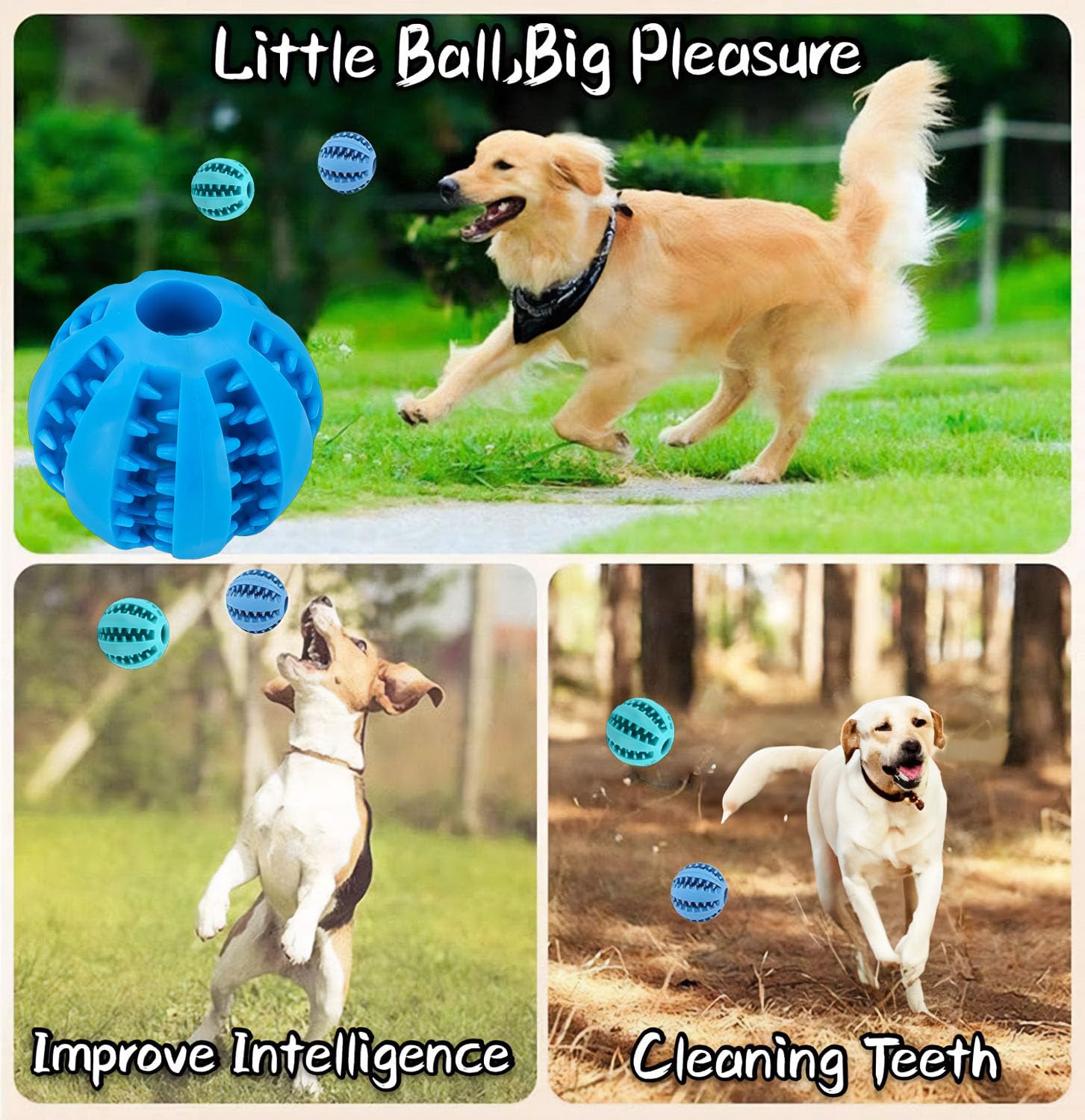 2 Pcs Non-Toxic Rubber Dog Toy Ball, 2.75 inch Durable & Tough Rubber Dog Treat Dispensing Puzzle Ball Chew Toy & IQ Training To